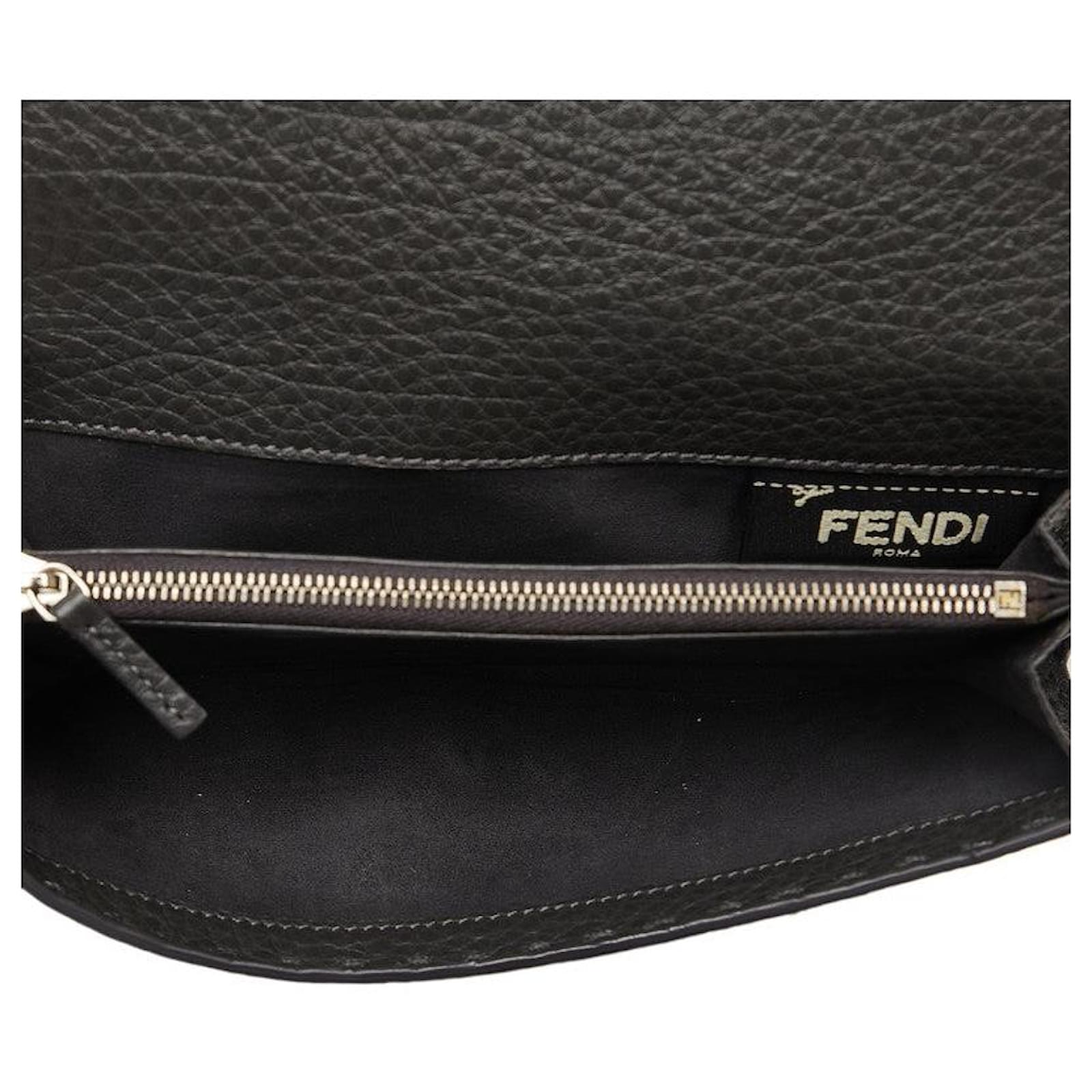 Fendi Peekaboo Selleria Leather Long Wallet Gray Grey ref