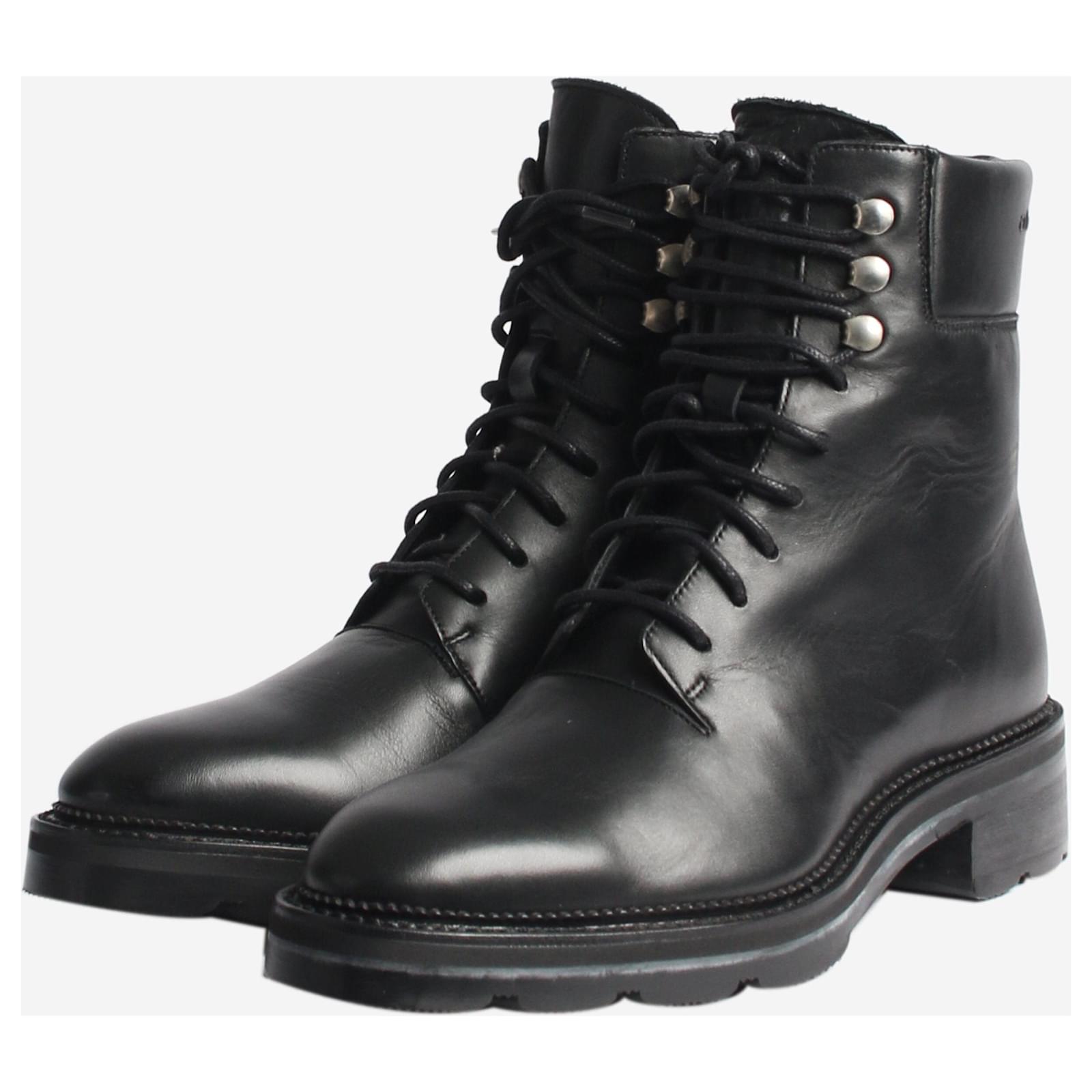 Alexander Wang Schwarze Andy Hiker Stiefel mit gepragtem Logo GroBe EU 37 5 Leder ref.1538866 Joli Closet