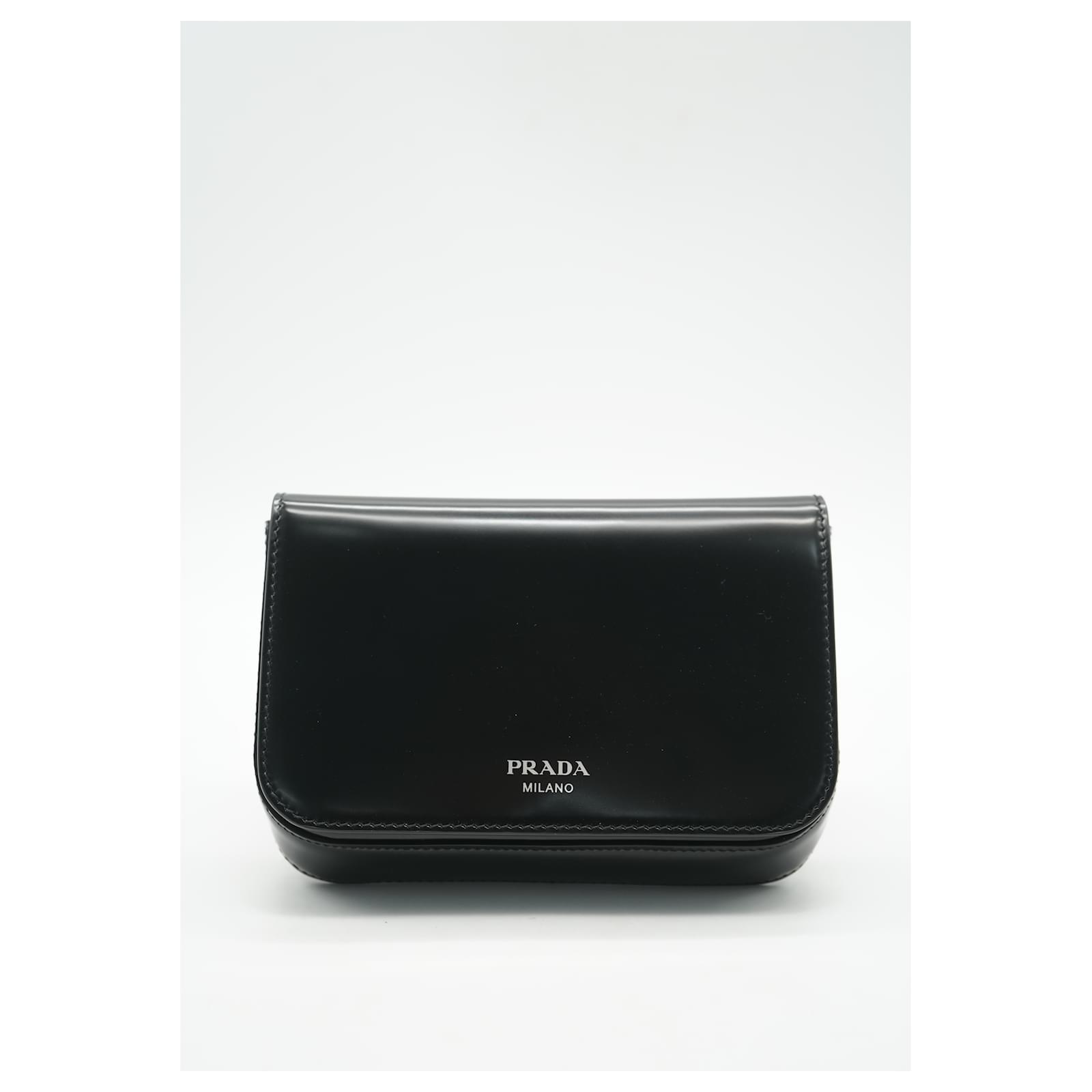 Prada Black Brushed Leather Mini Shoulder Bag ref.1539526
