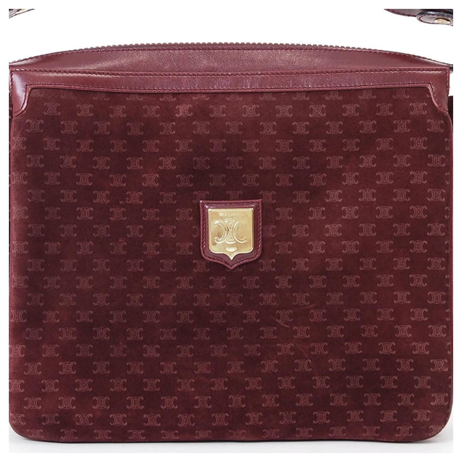 Céline Celine Old Triomphe Suede Shoulder Bag Dark red ref Céline Celine Old Triomphe Suede Shoulder Bag Dark red ref