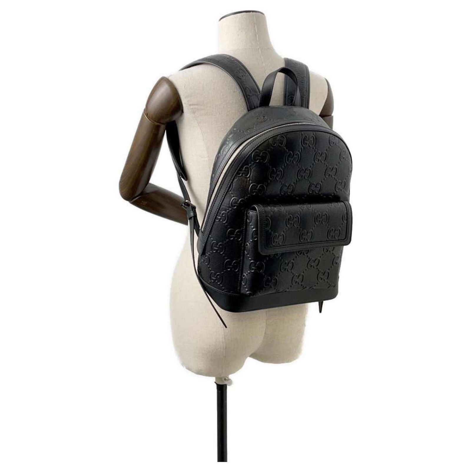 Gucci GG Embossed Leather Backpack Black ref.1544493 - Joli 