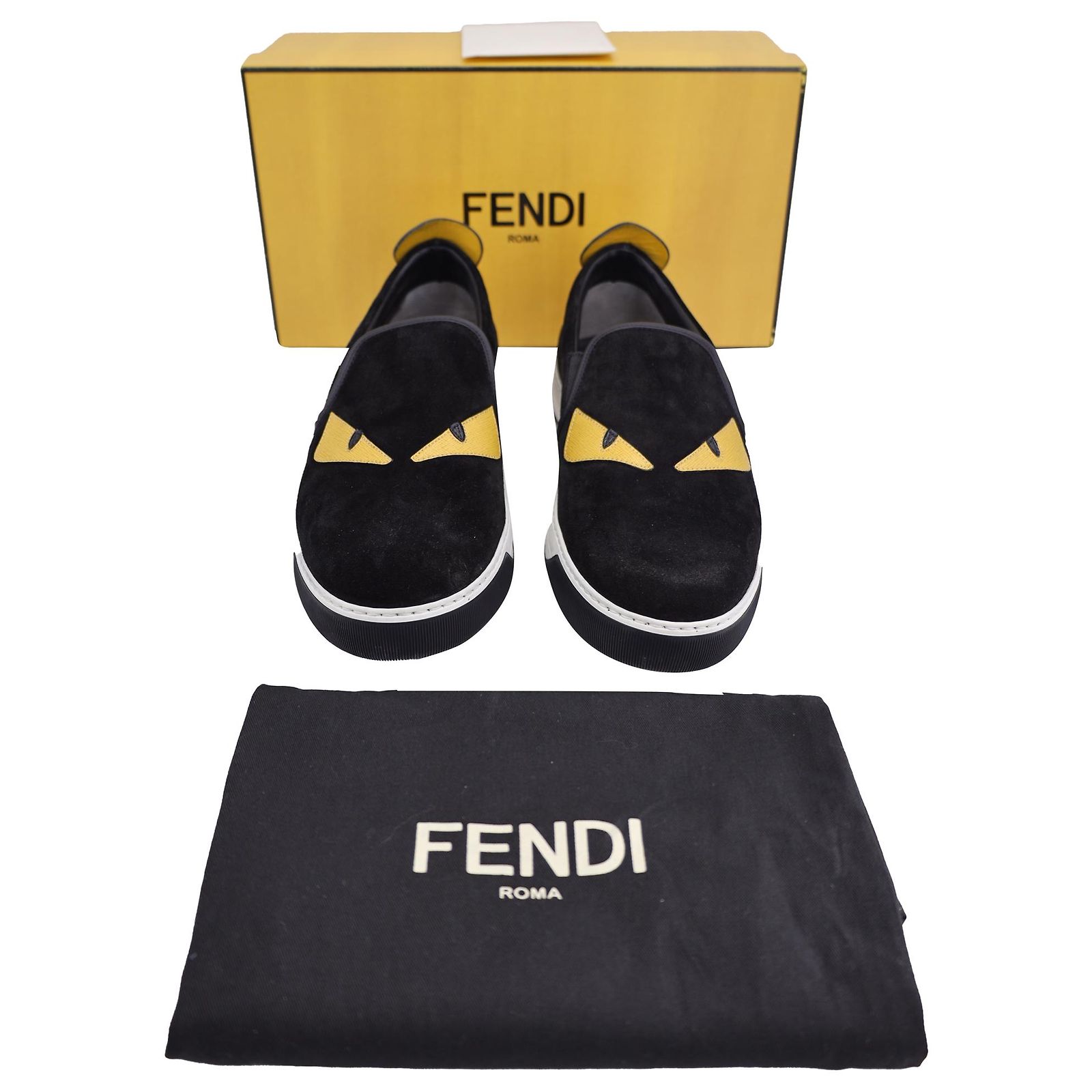 Fendi Monster Slip-Ons in Black Suede ref.JC1545464 (Sold 