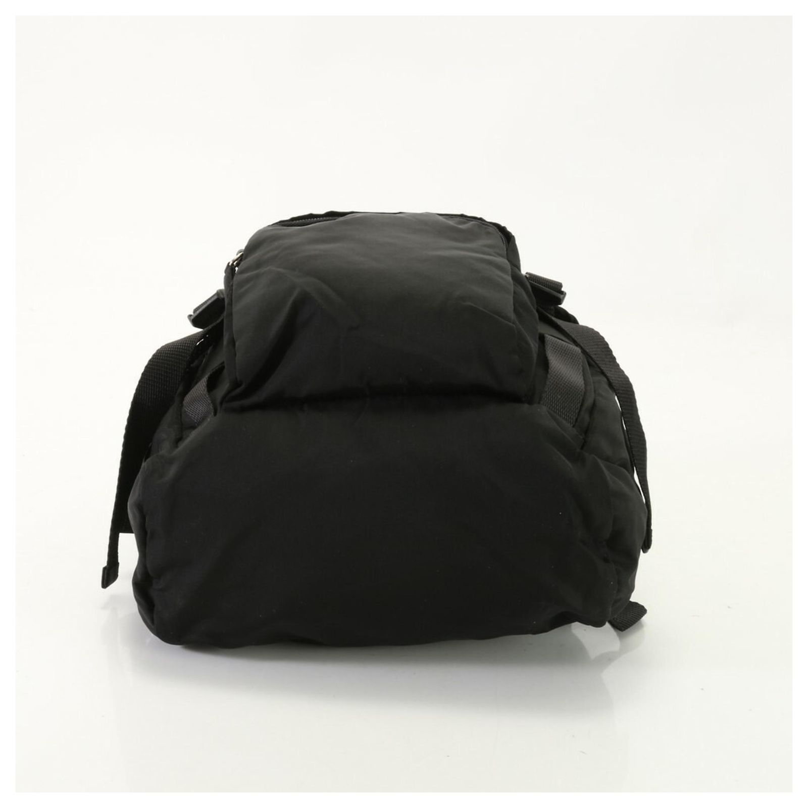 Prada Tessuto Nylon V140 Backpack Black Leather ref 