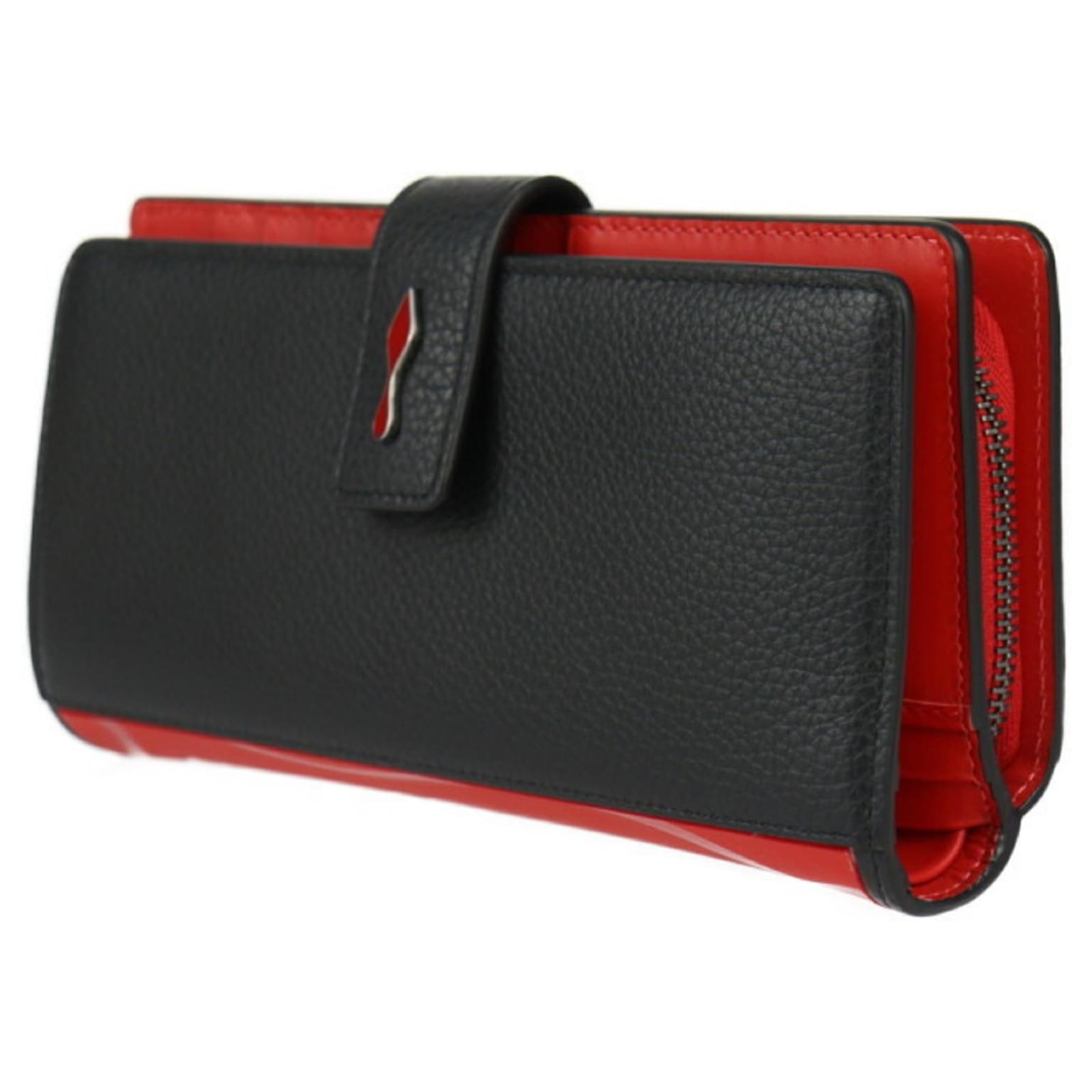 Christian Louboutin PALOMA Long Wallet Black Red Leather ref