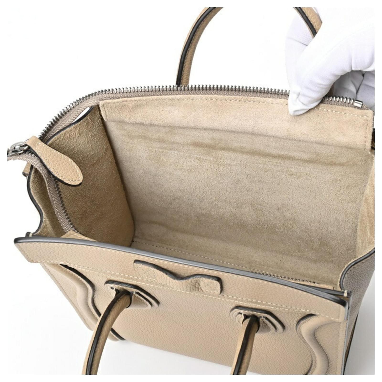 Céline Celine Luggage Nano Handbag Beige Leather ref.1548022