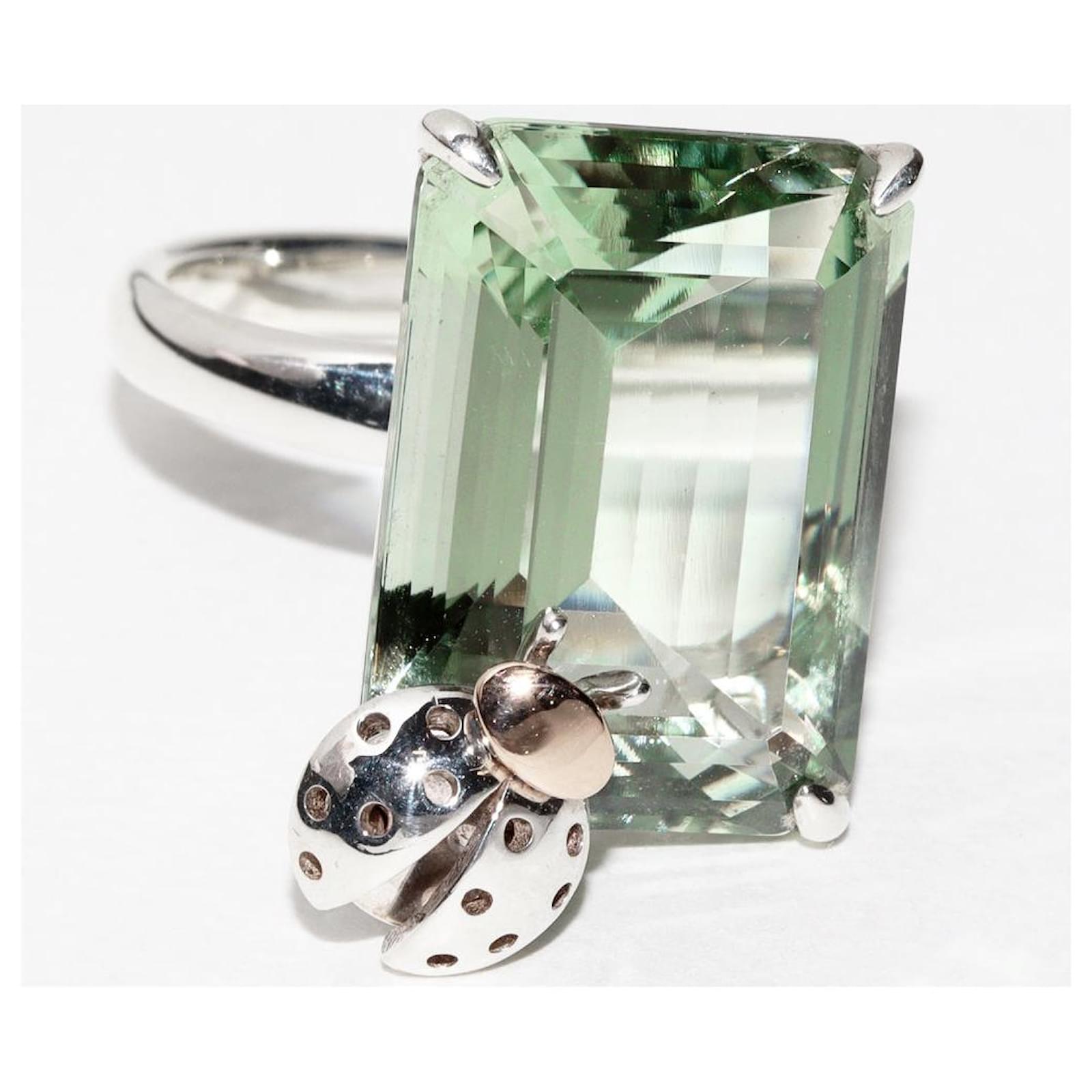 Green quartz ladybug ring discount