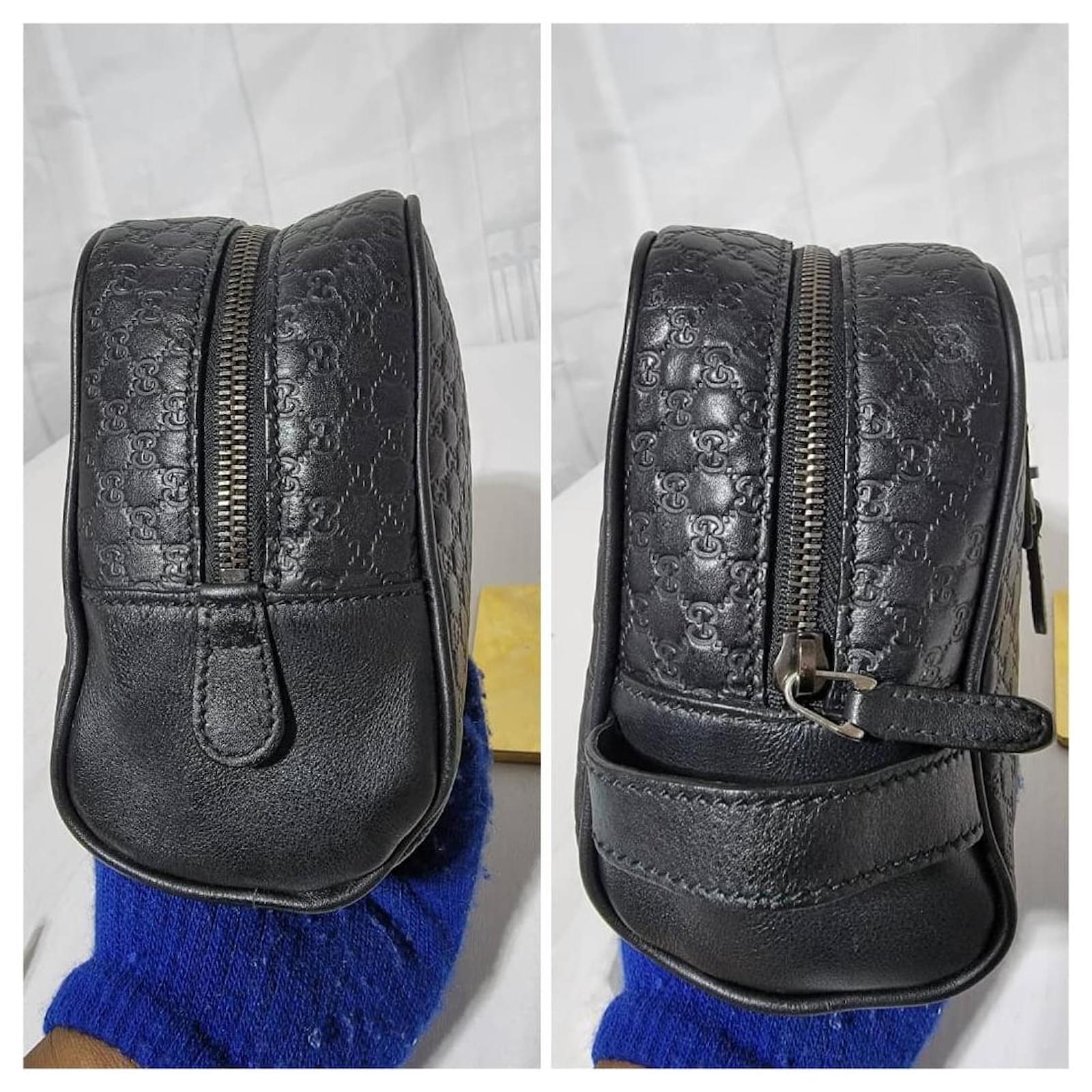 Gucci GG Microguccissima Leather Toiletry Case Black 419775 ref