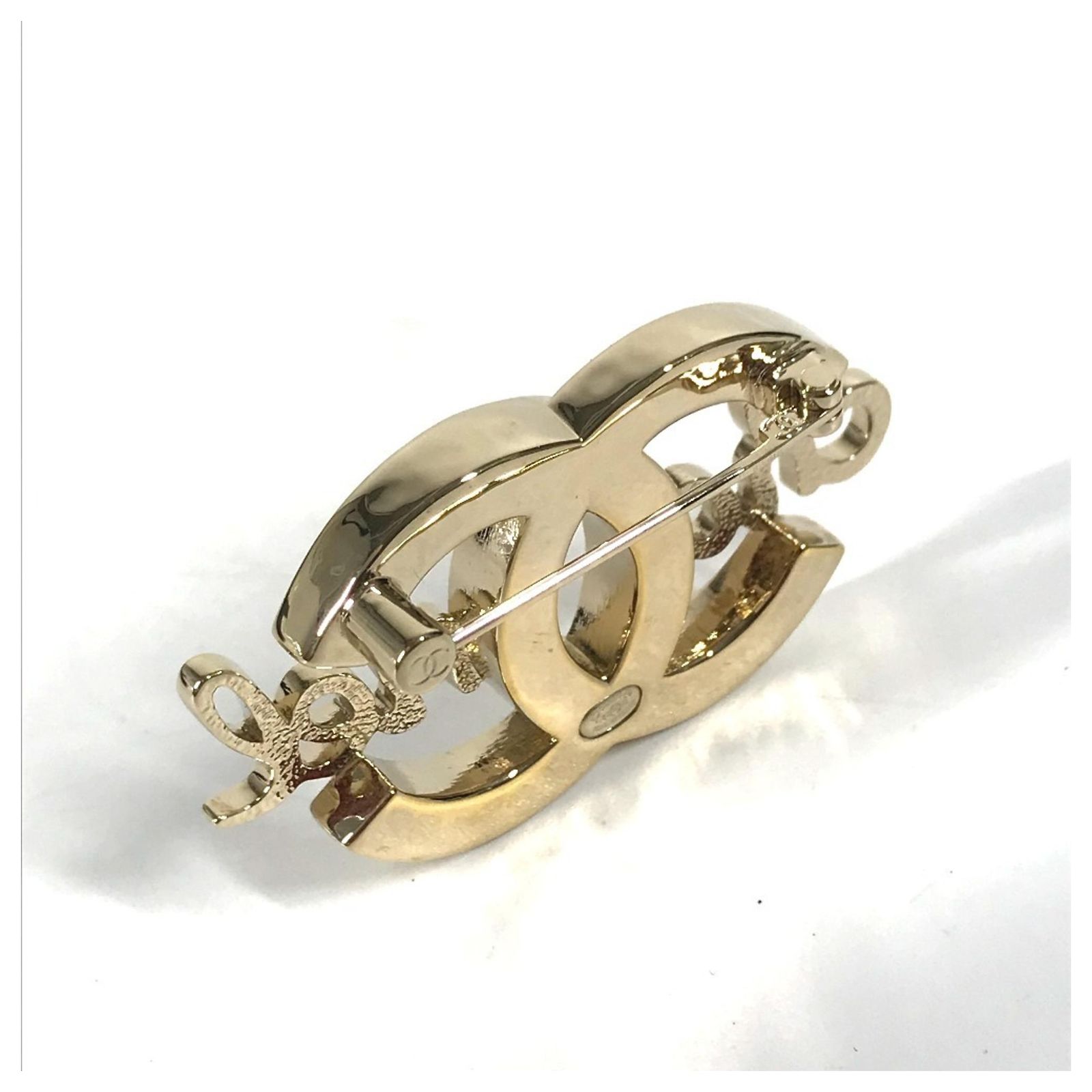 Broche Vintage Cristal Et Métal Doré - Style Coco Chanel, Perle, Croix, Occasion