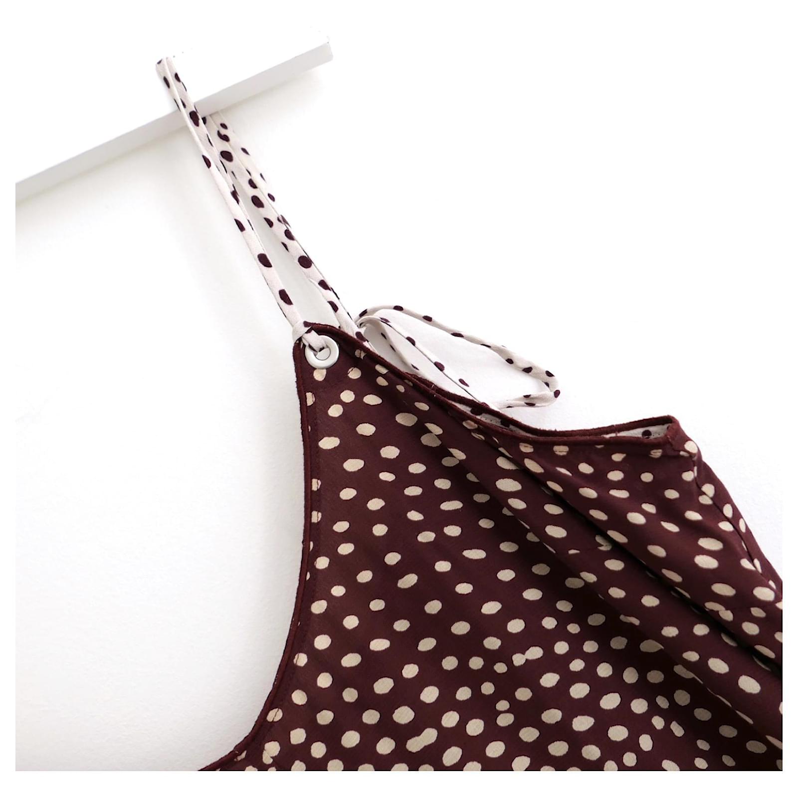 brown polka dot slip dress Brown Polka Dot Printed Slip Skirt – BLANK main image 1