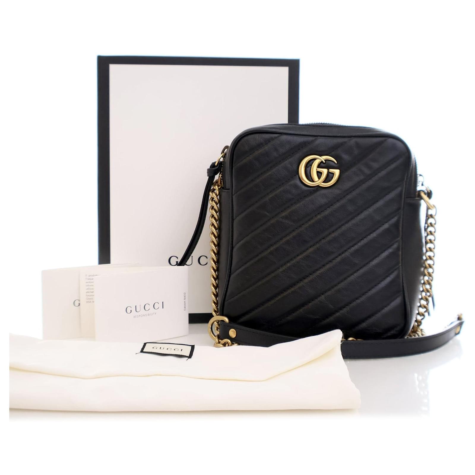 Black Gucci GG Marmont Double Zip Camera Bag Leather ref.1549890