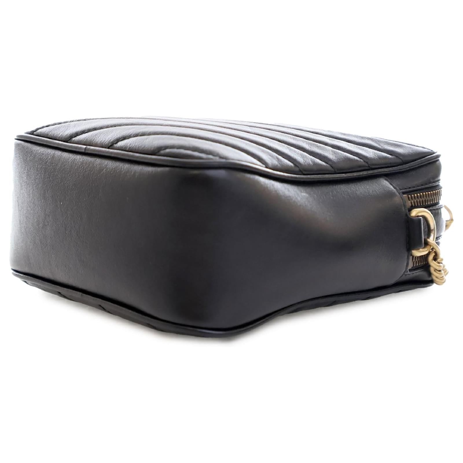Black Gucci GG Marmont Double Zip Camera Bag Leather ref.1549890