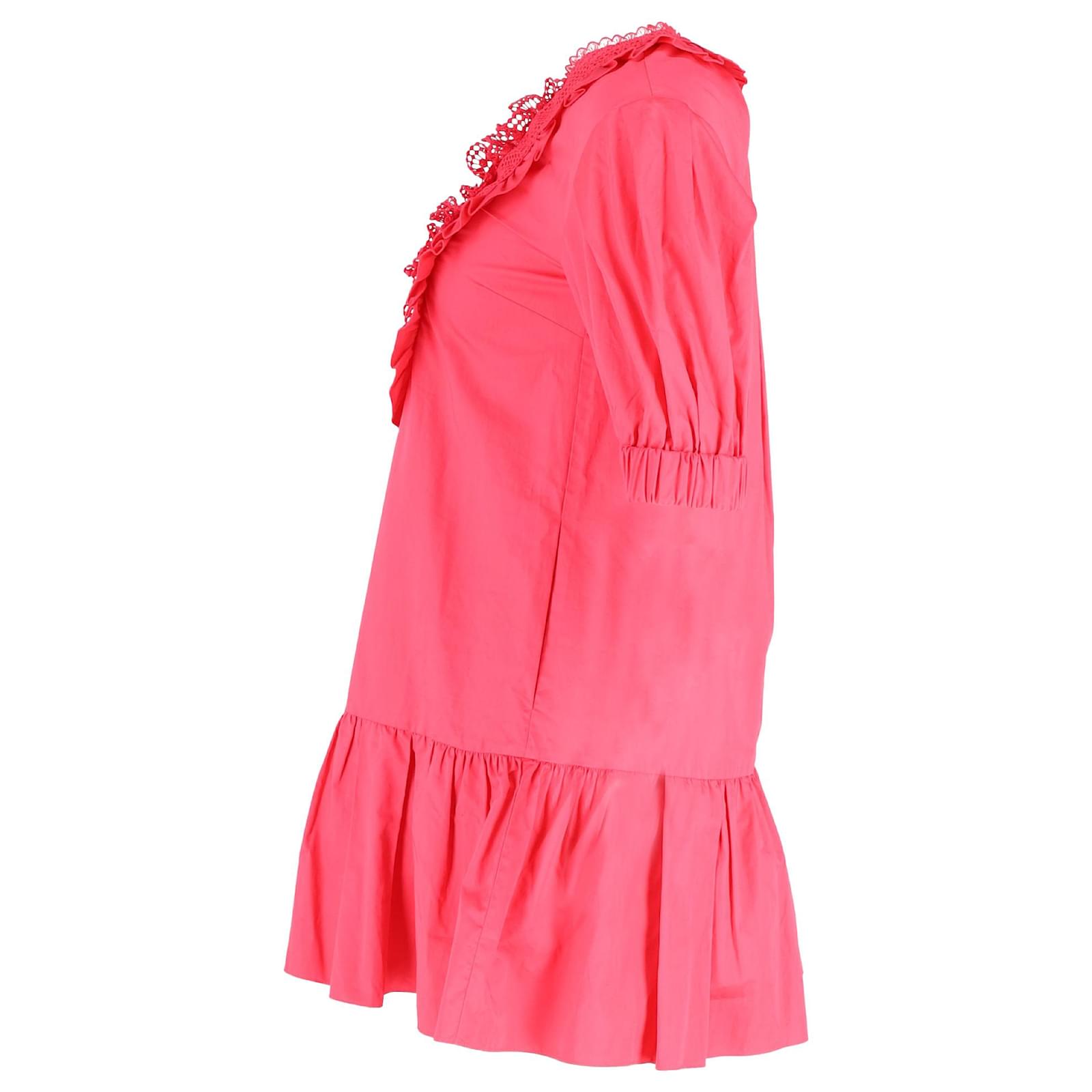 Self portrait Self-Portrait Lace Bib Mini Dress in Pink Cotton ref.1550236  - Joli Closet