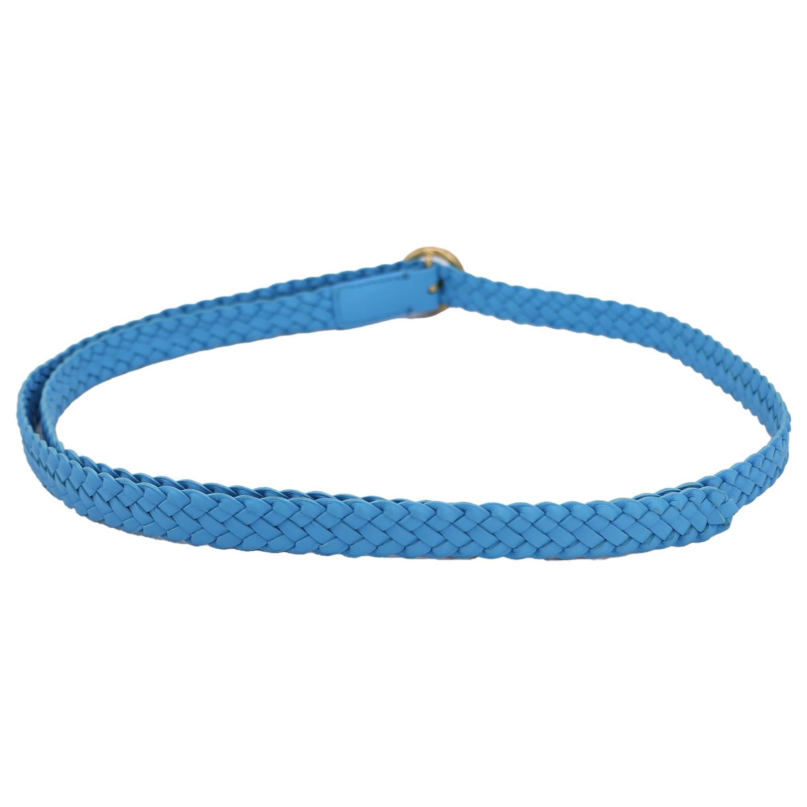 Bottega Veneta Braided Thin Belt in Blue Leather Light blue  display picture 3