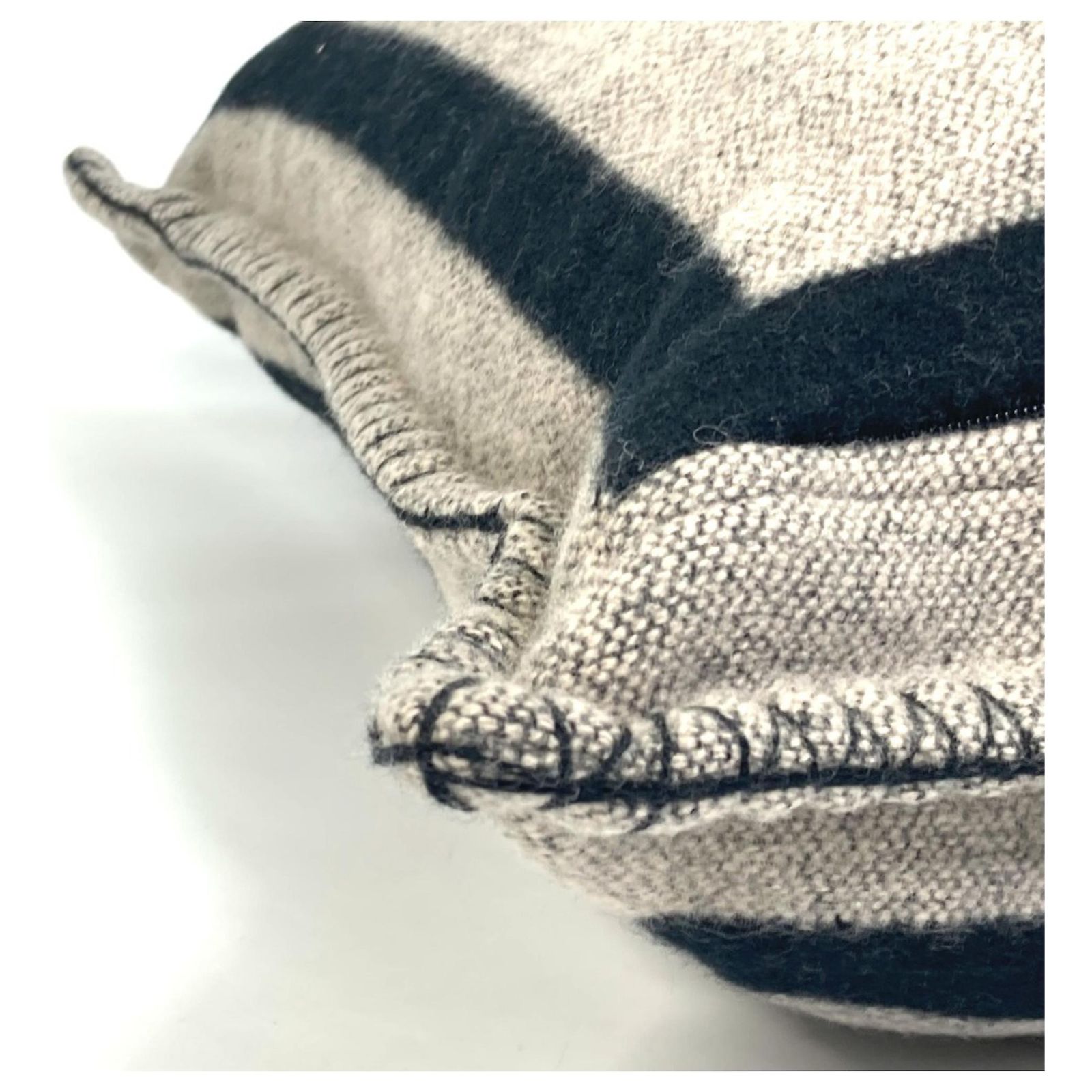 Chanel Coco Mark CC Pillow Cushion Brown Black Cashmere Wool ref