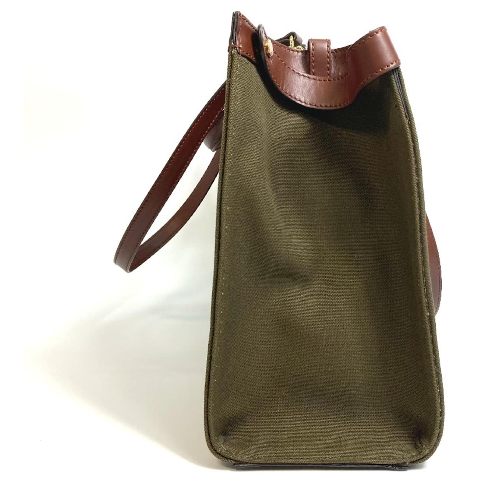 Fendi 8BH374 FF Peekaboo X Tote Shoulder Bag Green Cotton ref
