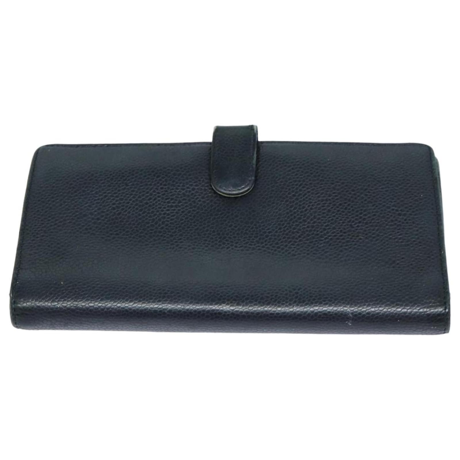 CHANEL COCO Mark Wallet Caviar Skin Black CC Auth bs16186 ref