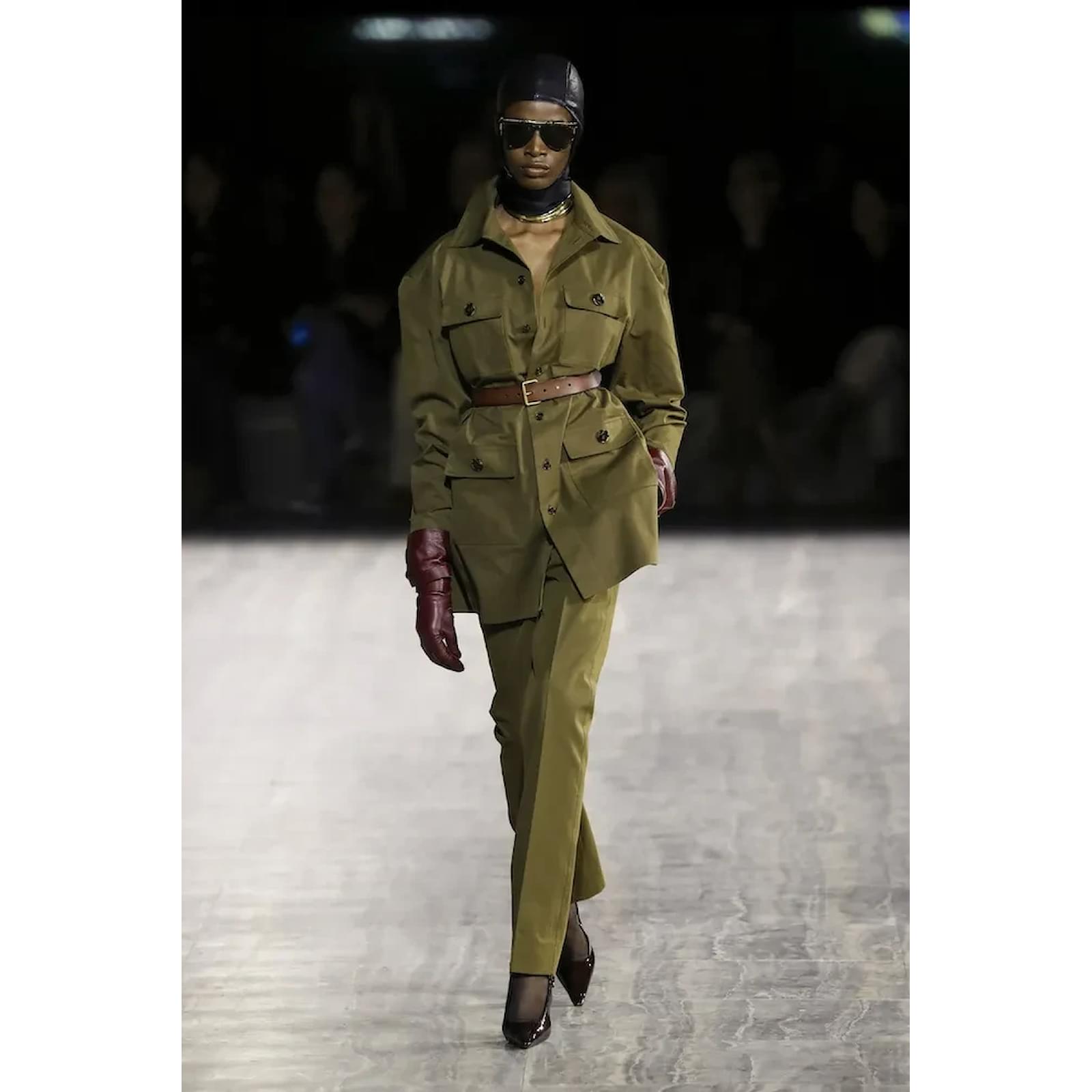 Yves Saint Laurent YSL 1997 Safari Short Sleeve Jacket Olive green