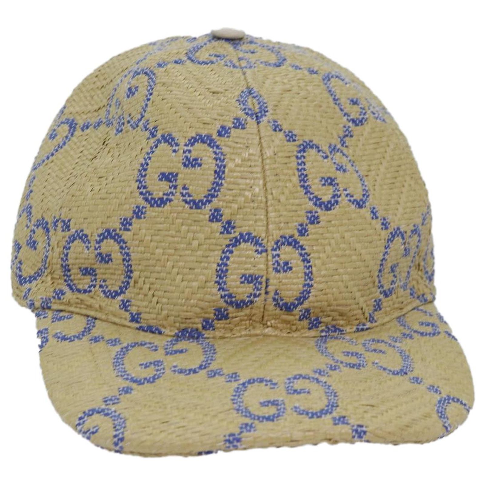 GUCCI Cap GG Canvas Raffia L size Beige 701713 Auth GUCCI Cap GG Canvas Raffia L size Beige 701713 Auth am6474  main image 4