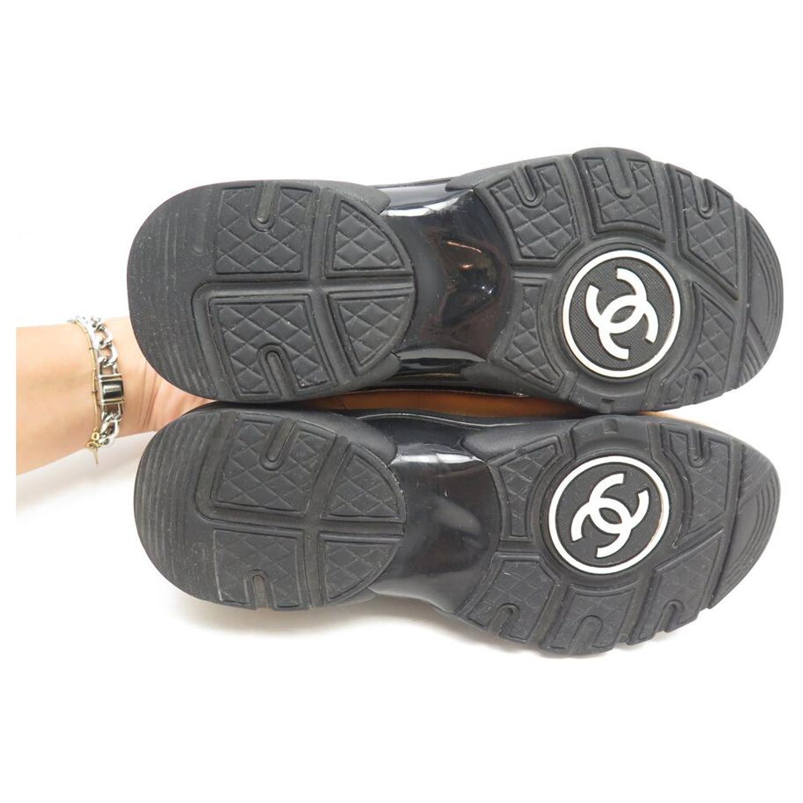 NEW CHANEL G34360 TENNIS TRAINER CC TWEED SNEAKERS SIZE 36.5 ref