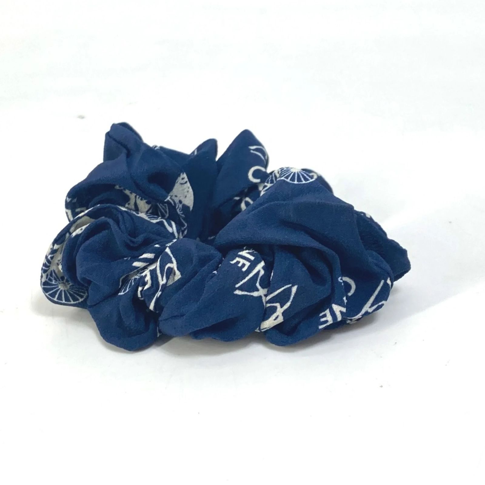 CELINE Sulky Logo Hair Accessory, Silk Scrunchie, Women\'s, Blue Silken Hair main image 2