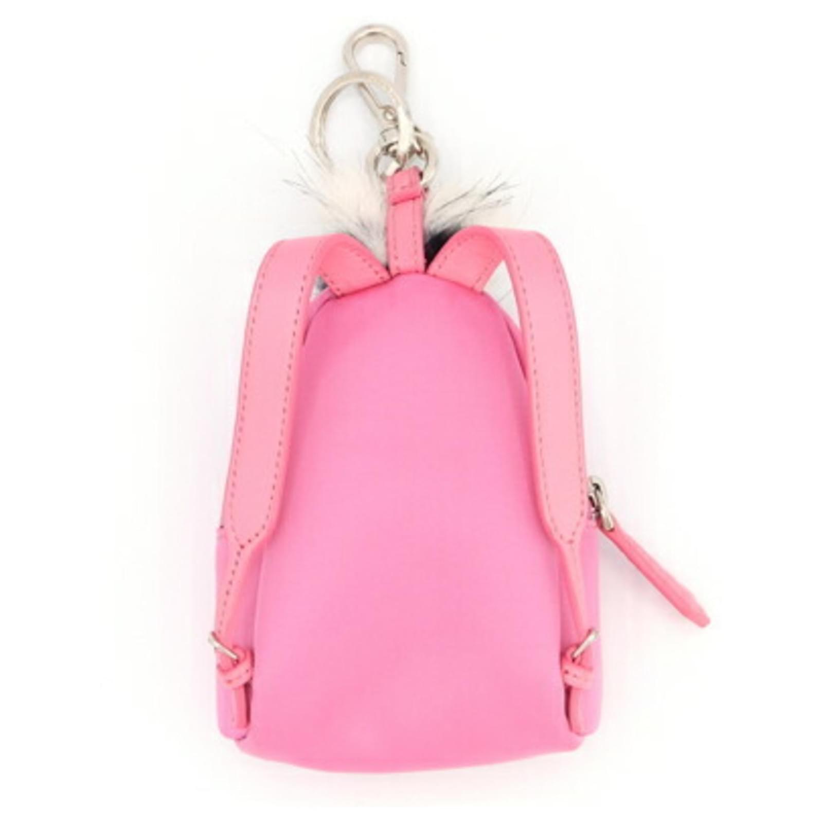 Fendi Bag Charm Bugs Monster Backpack Motif Keychain Pink Multiple