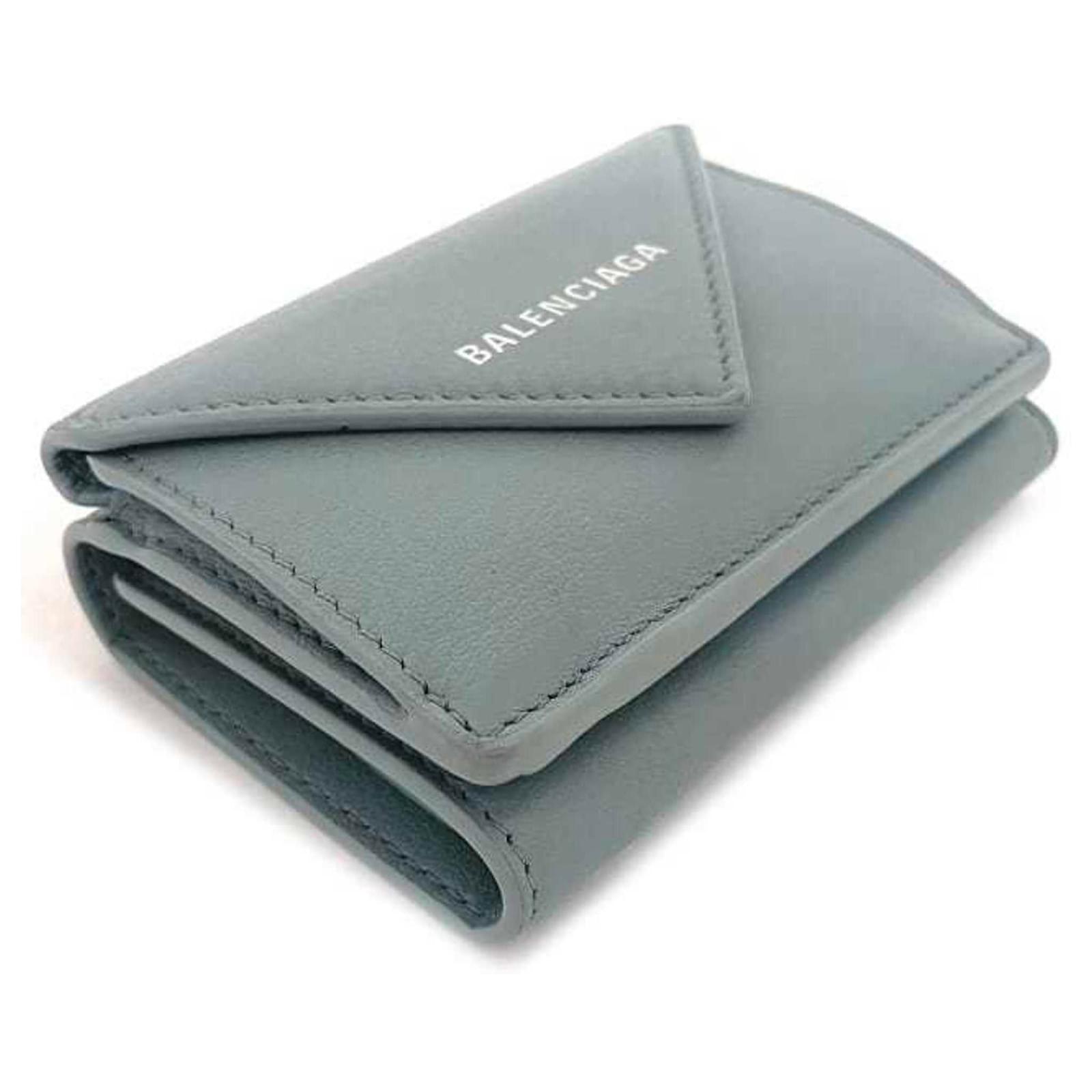 Balenciaga Tri-Fold Wallet in Gray and Light Blue Brown