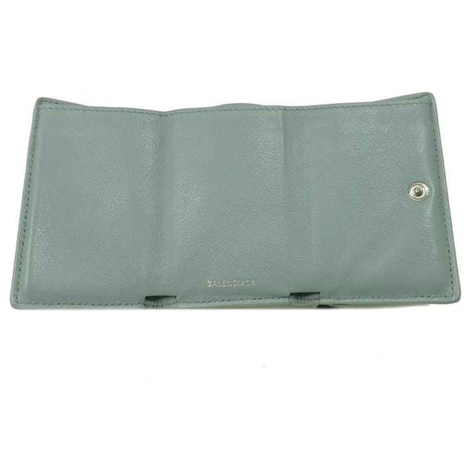 Balenciaga Tri-Fold Wallet in Gray and Light Blue Brown