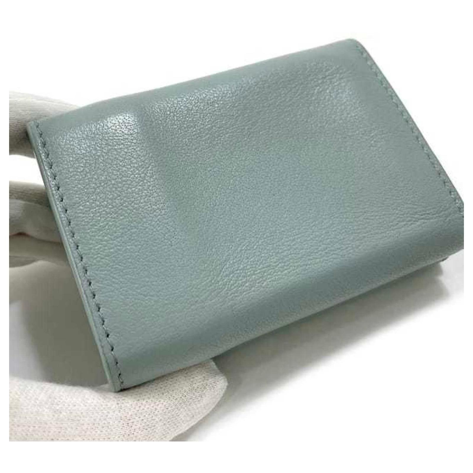 Balenciaga Tri-Fold Wallet in Gray and Light Blue Brown