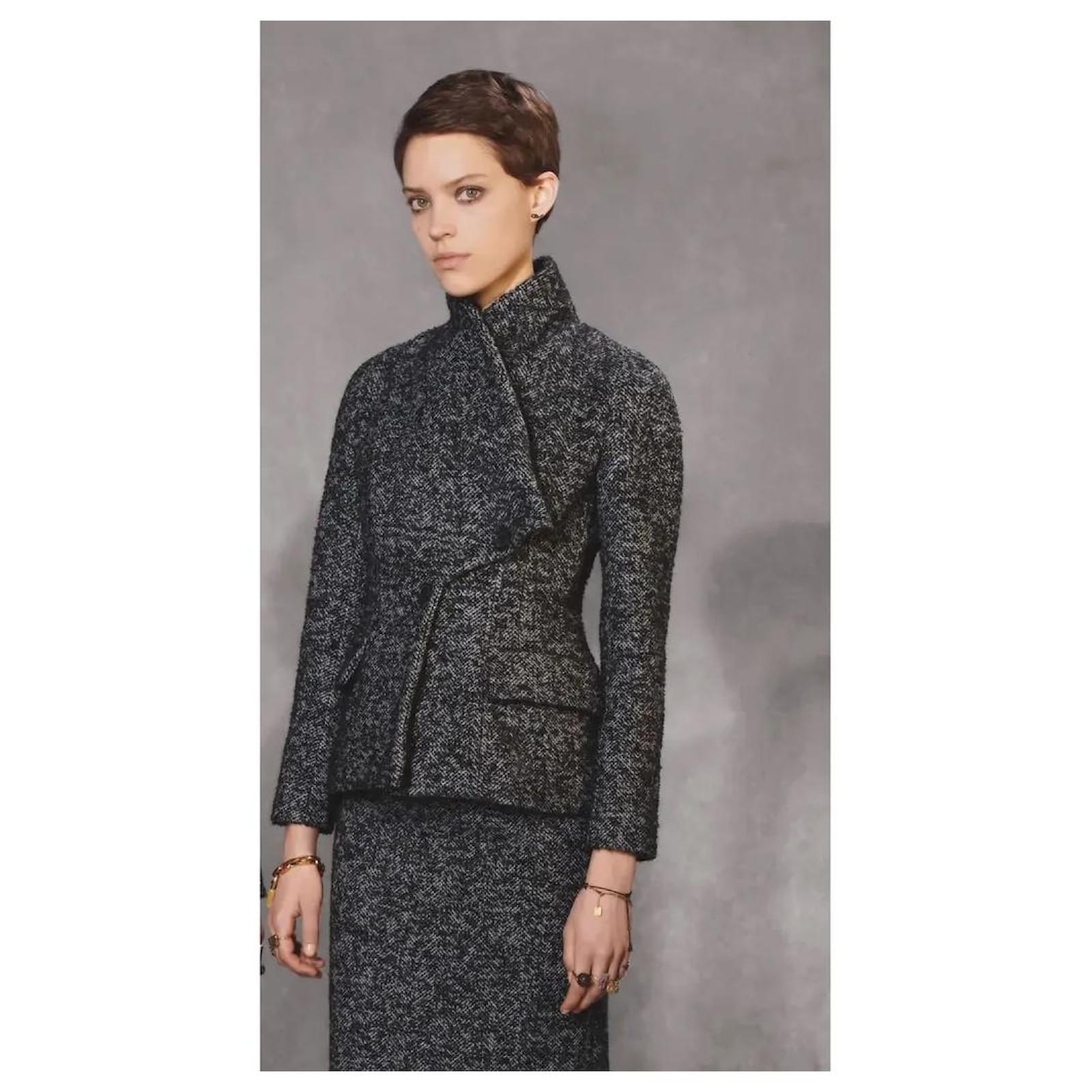 Christian Dior Pre-Fall 2018 Tweed Boucle Bar Jacket Black Wool