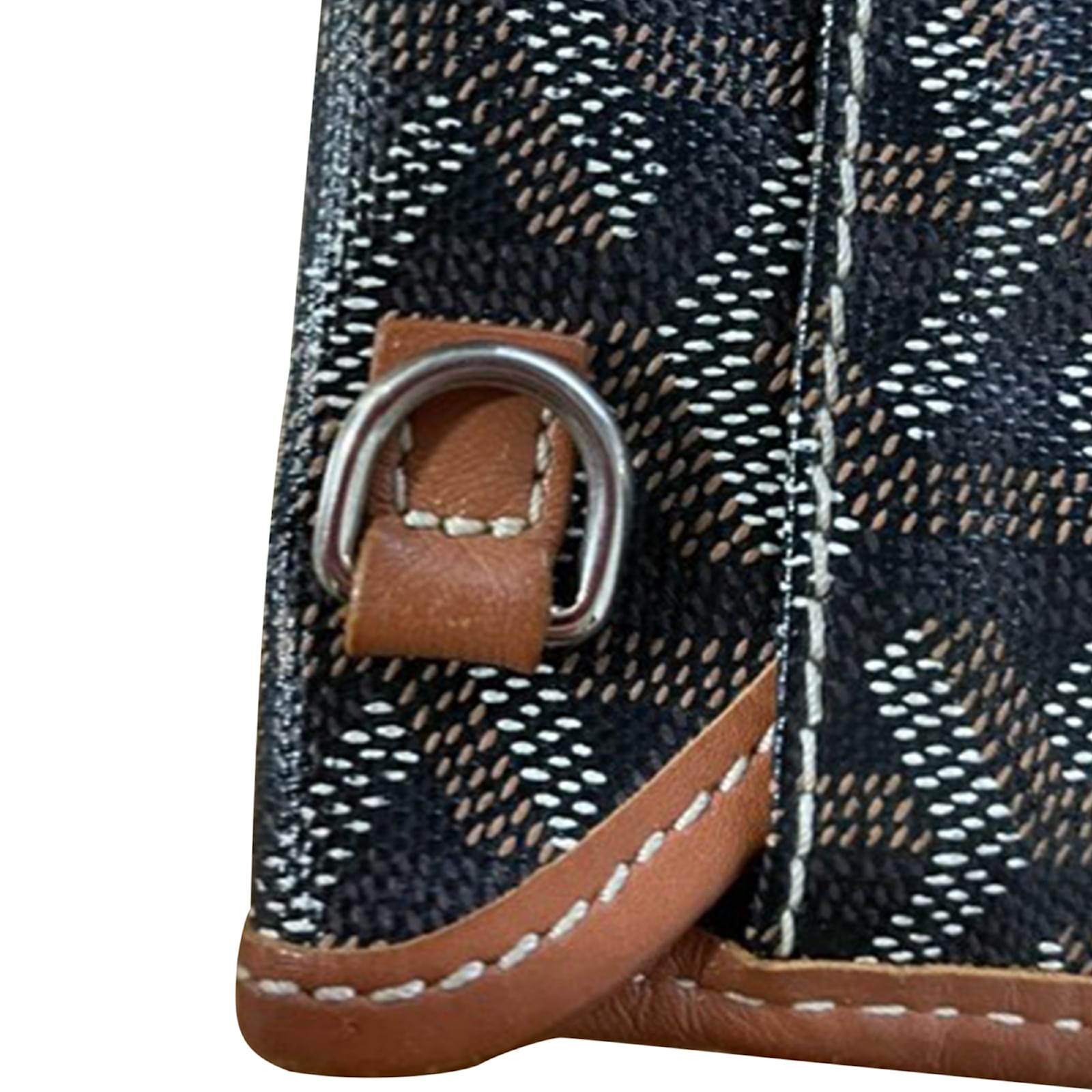 Goyard St. Louis Pouch in Brown and Black Goyardine and Leather
