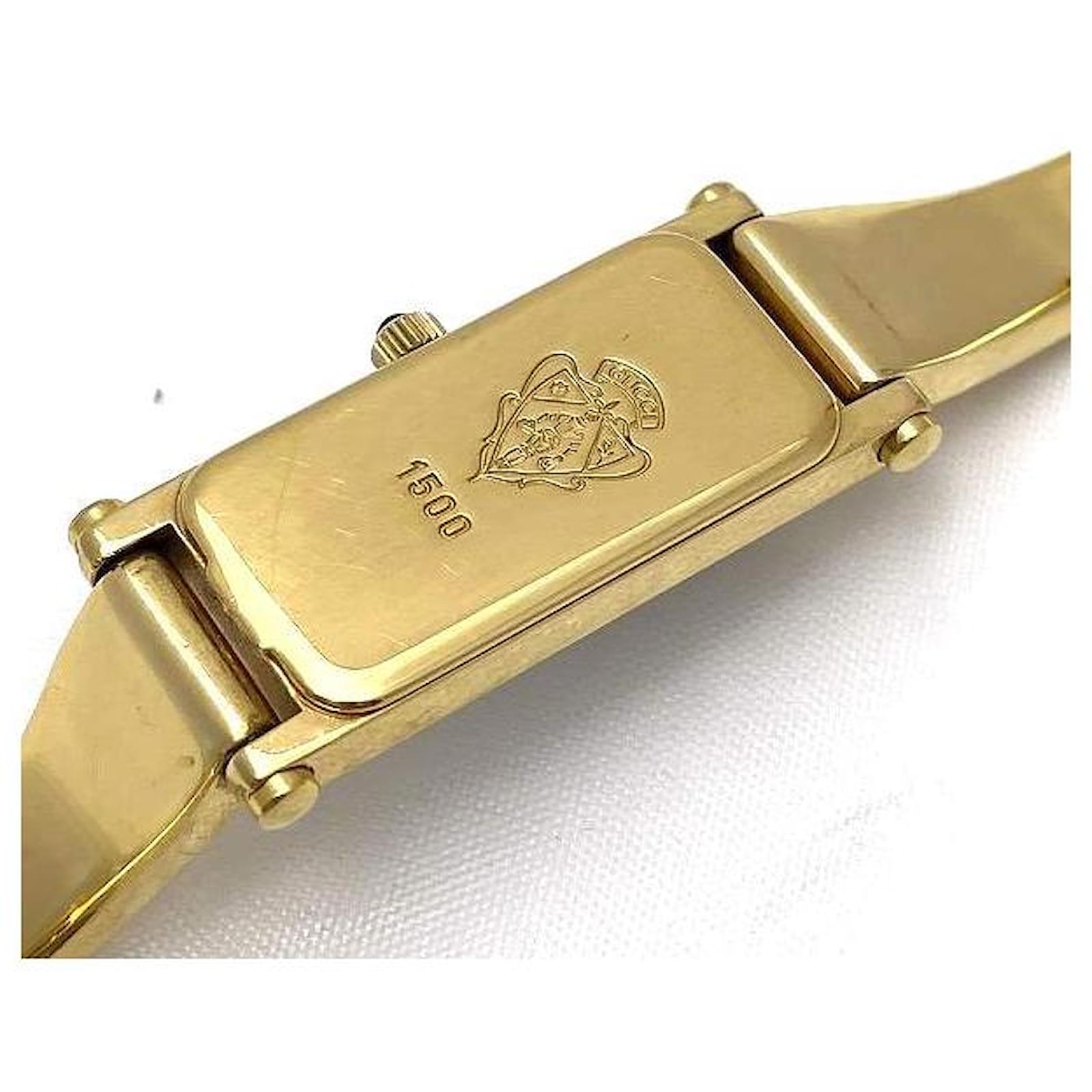 Autre Marque Reloj de dama Gucci 1500 oro esfera negra cuarzo en condiciones justas ref.1559277 Joli Closet