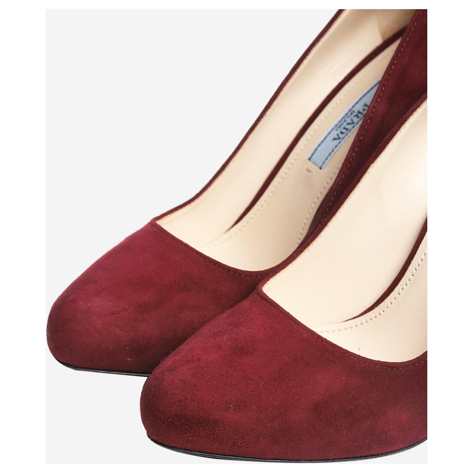 Prada Burgundy suede pumps - size EU 36.5 Dark red ref