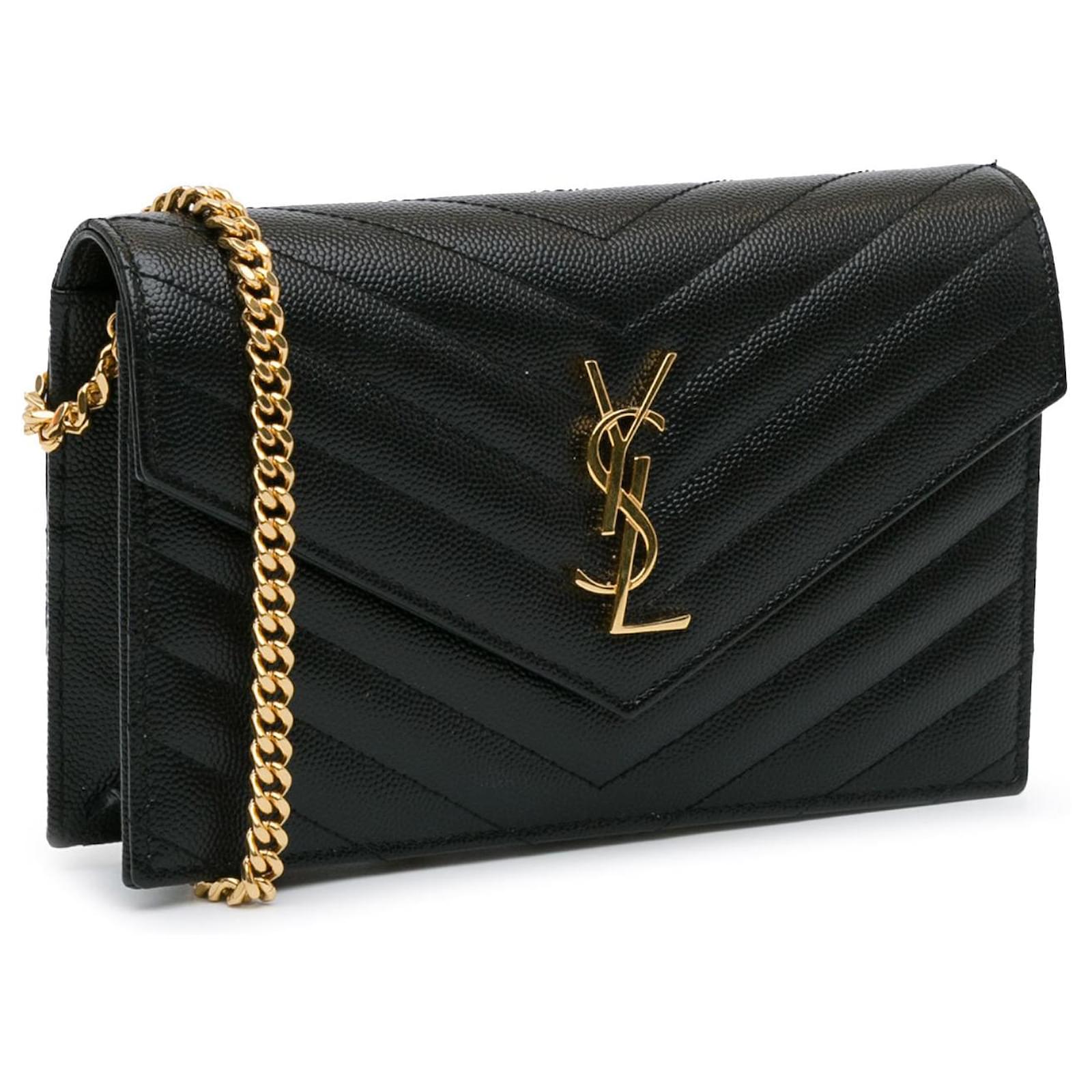 Black Saint Laurent Grain De Poudre Matelasse Chevron Monogram