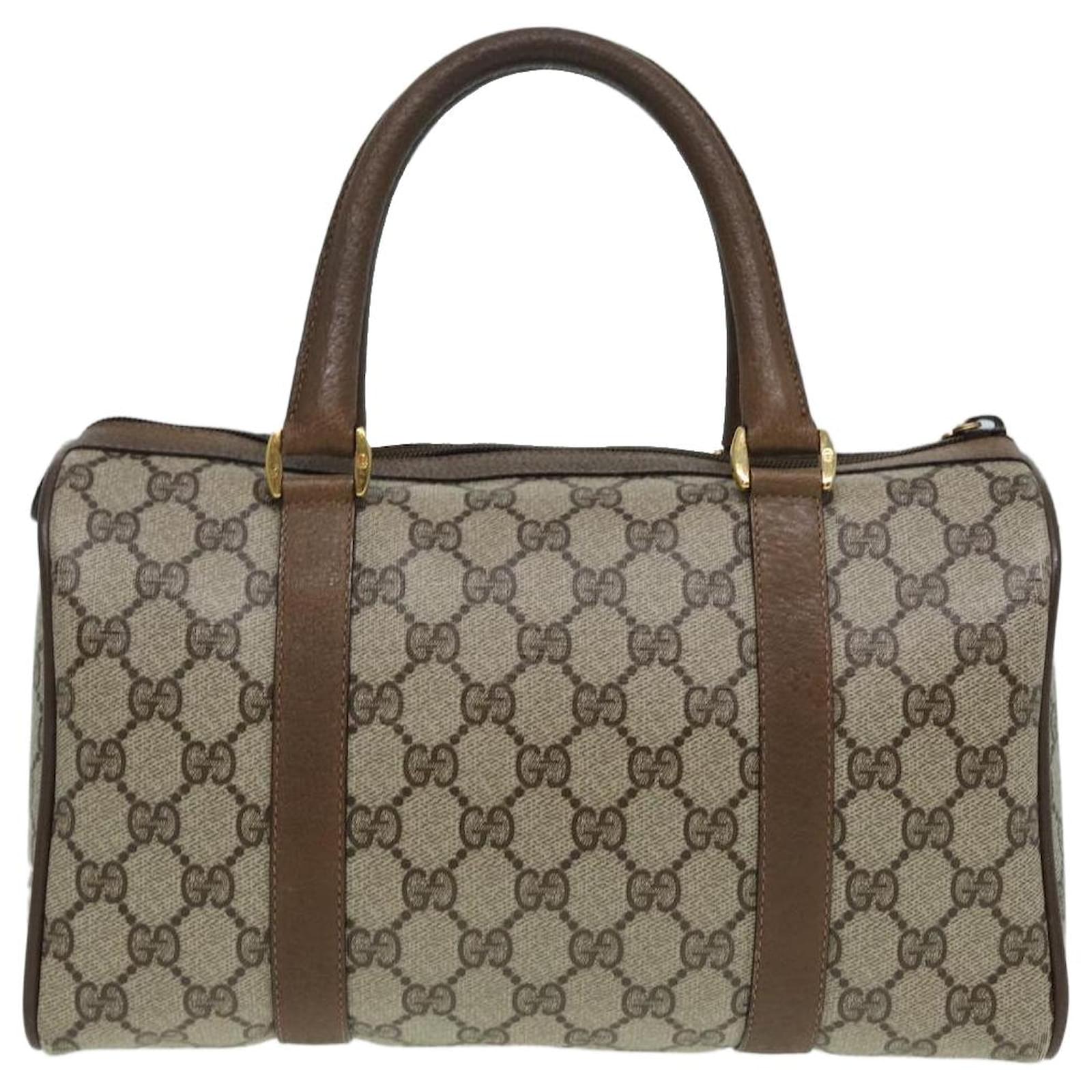 GUCCI GG Supreme Web Sherry Line Boston Bag PVC Beige 116 02 006