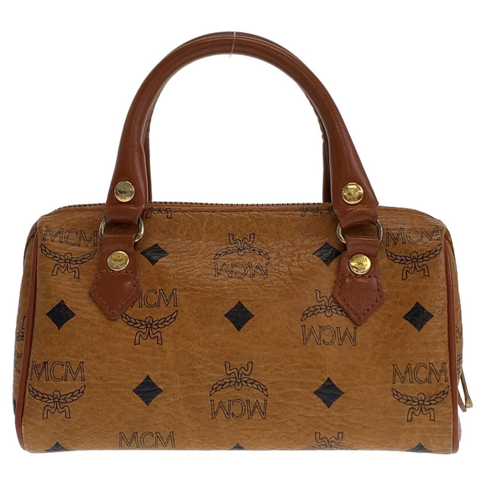 MCM Visetos Brown Mini Boston 2Way Bag | ヤマダウェブコム