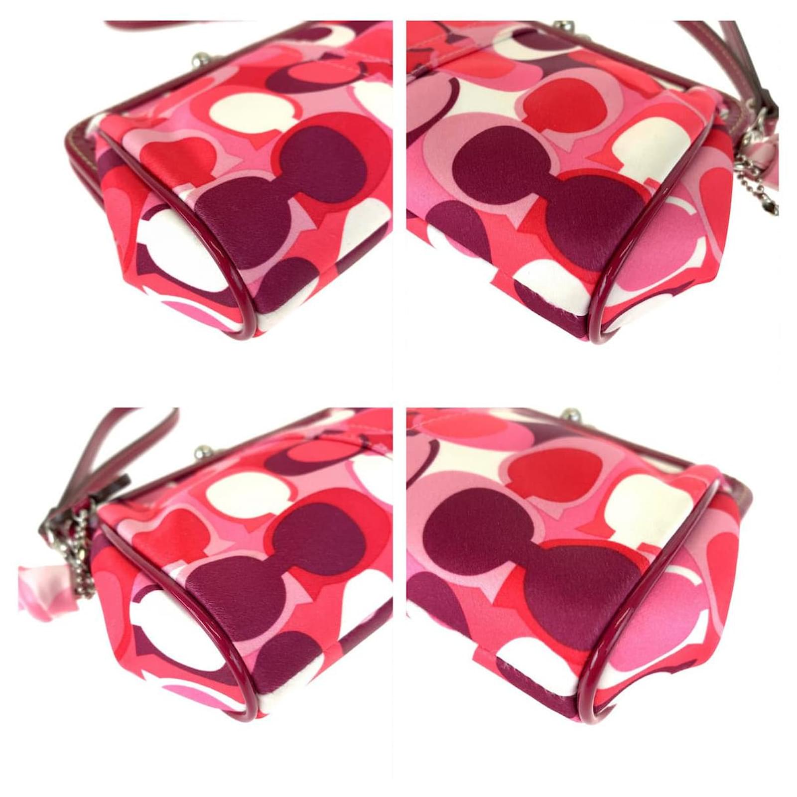 バッグ COACH Signature Accessory Pouch Pink Bag Shoulder Bag COACH Signature Pink Beige Mini Accessory Pouch