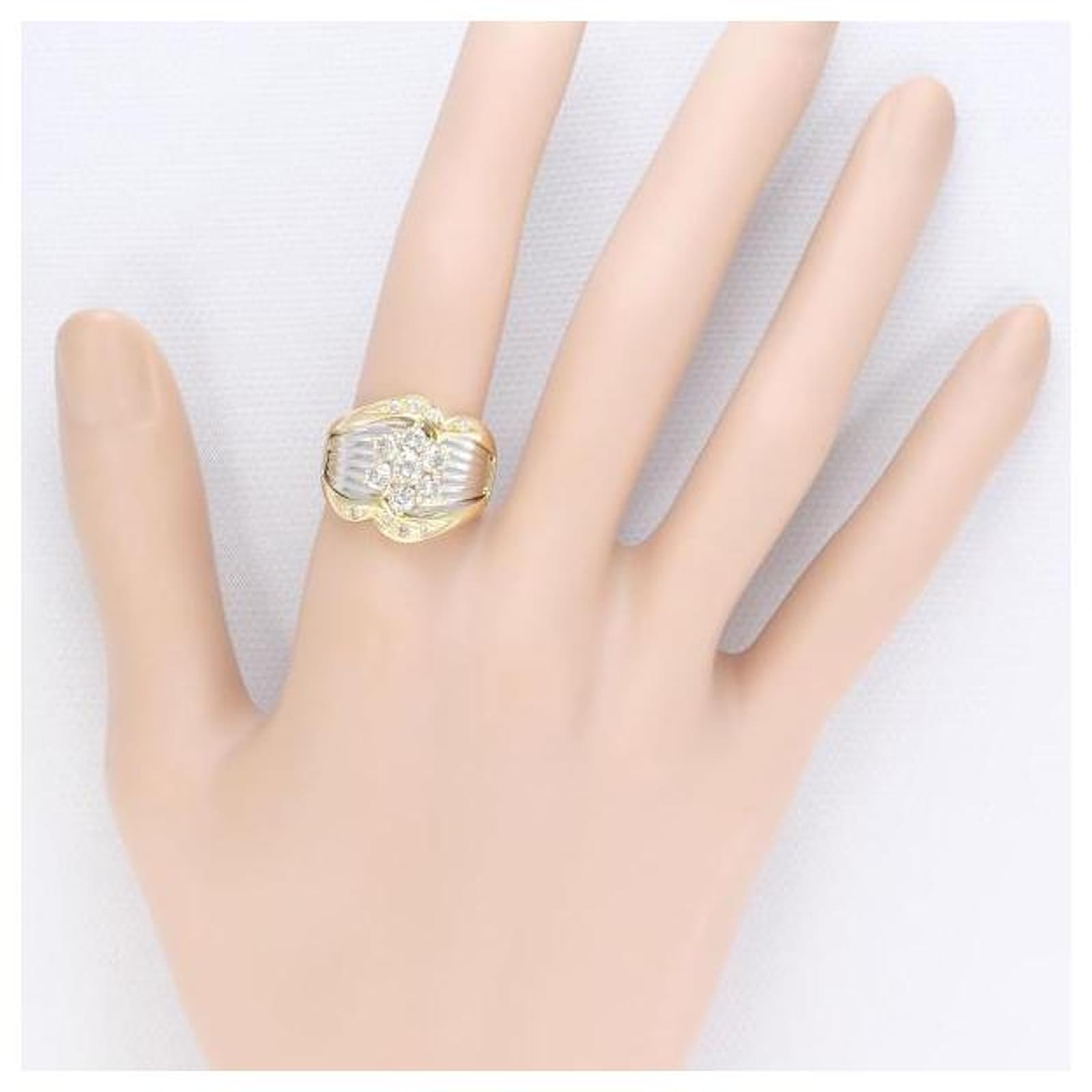 Autre Marque PT900 Platinum K18 Yellow Gold Diamond Ring 13.5 in Excellent Condition ref.1565449 - Joli Closet 1565449 4