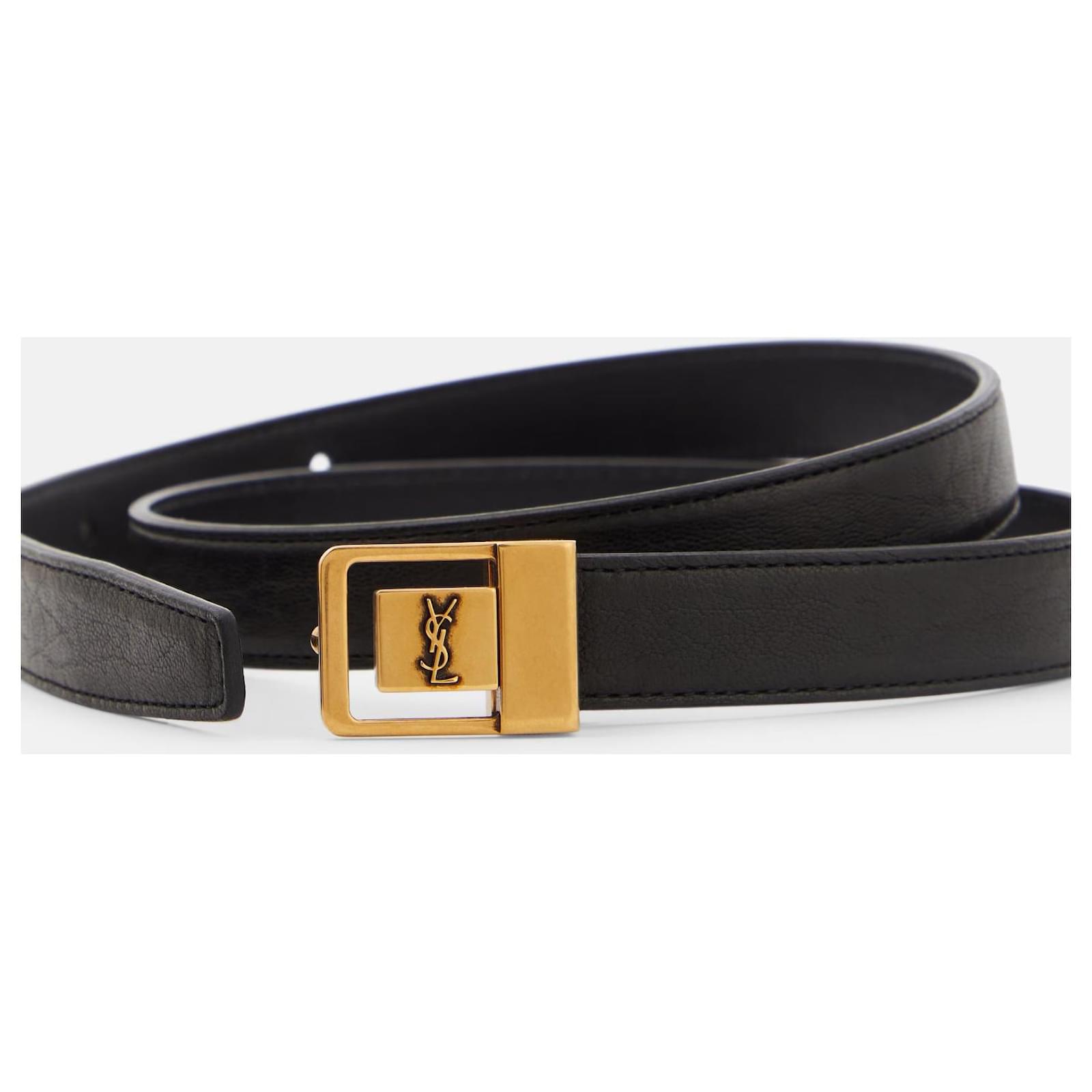 Saint Laurent THIN BELT LA 66 WITH HAMMERED LAMB LEATHER