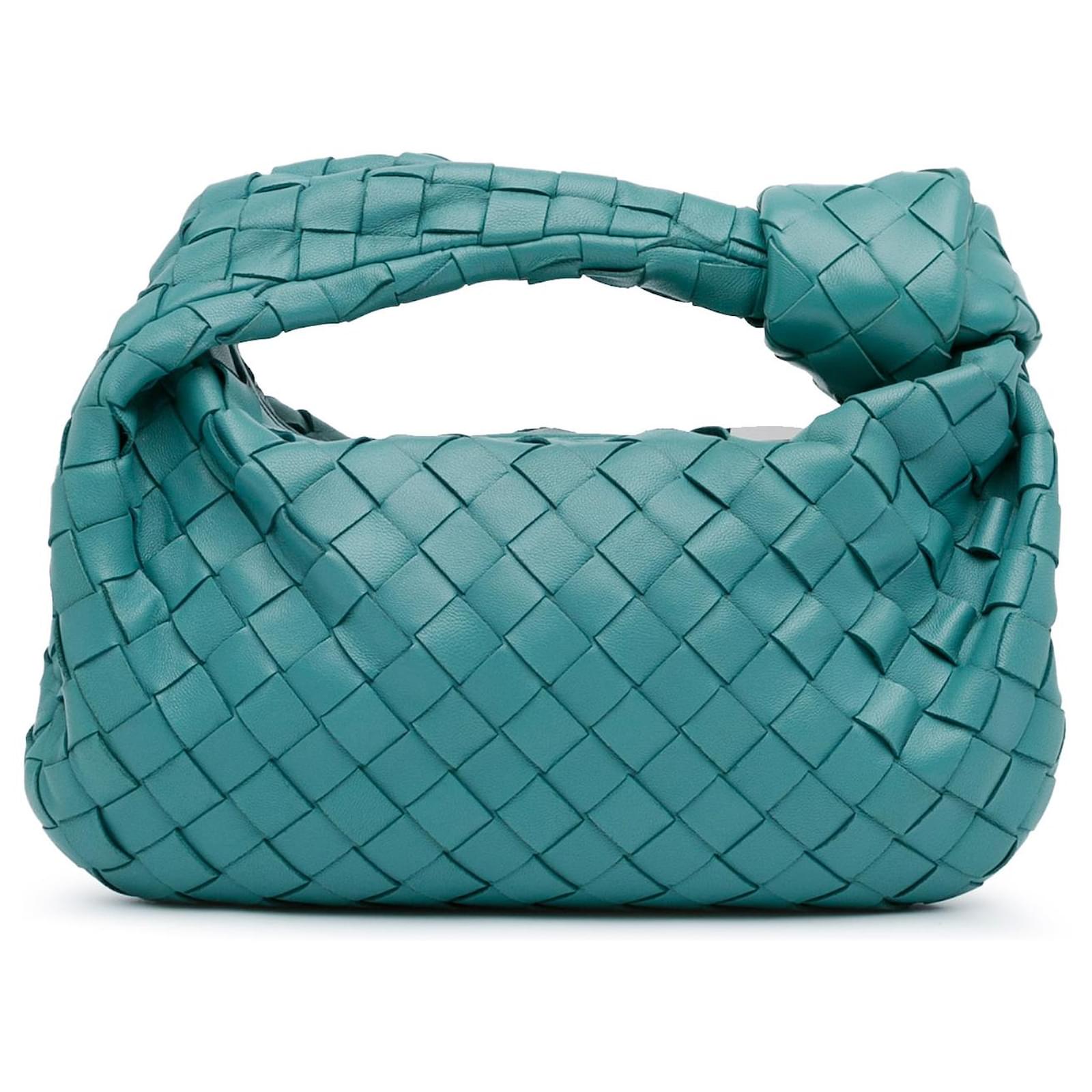 Bottega Veneta Blue Mini Intrecciato Jodie Turquoise Leather