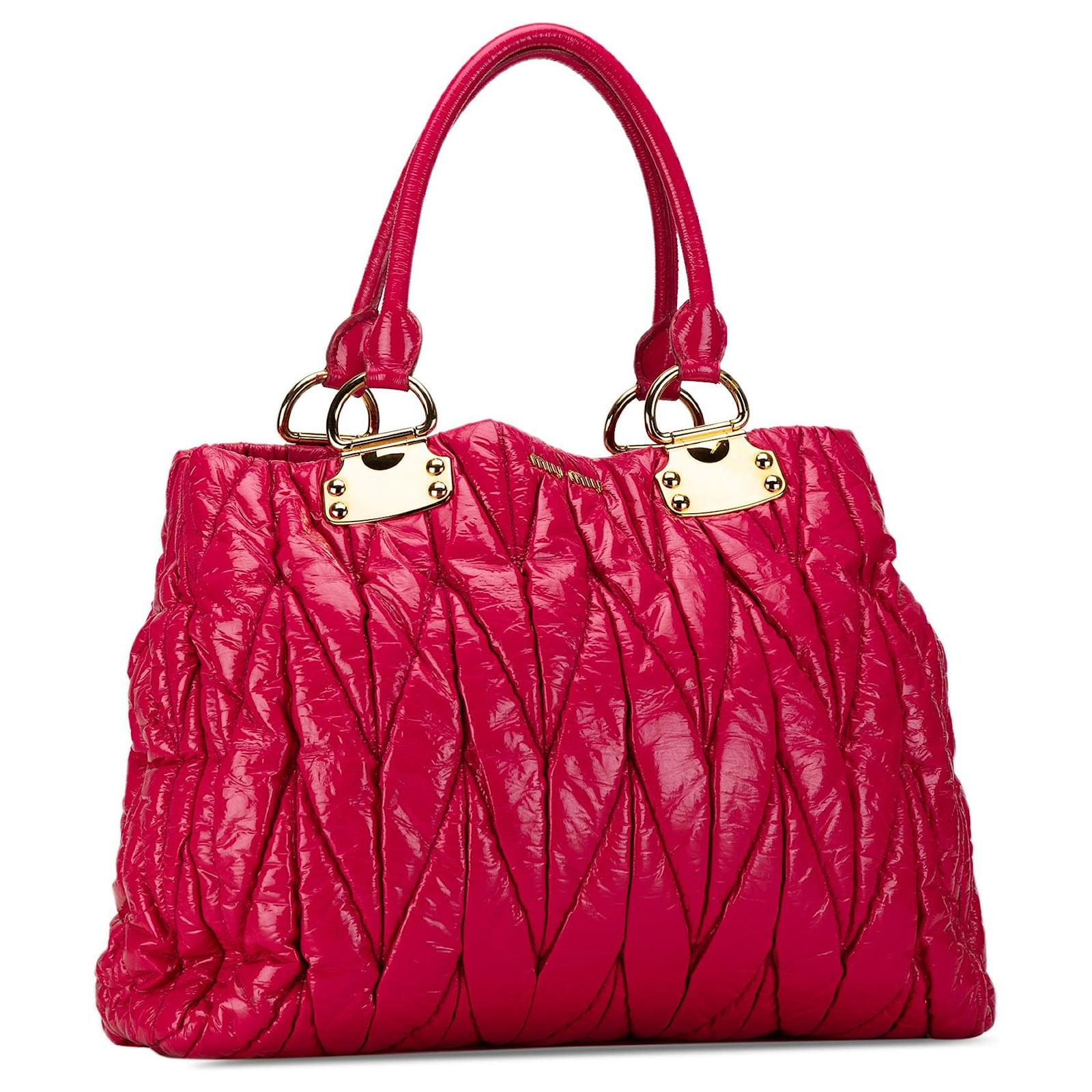 Borsa Miu Miu Matelassé in vernice rosa Pelle Joli