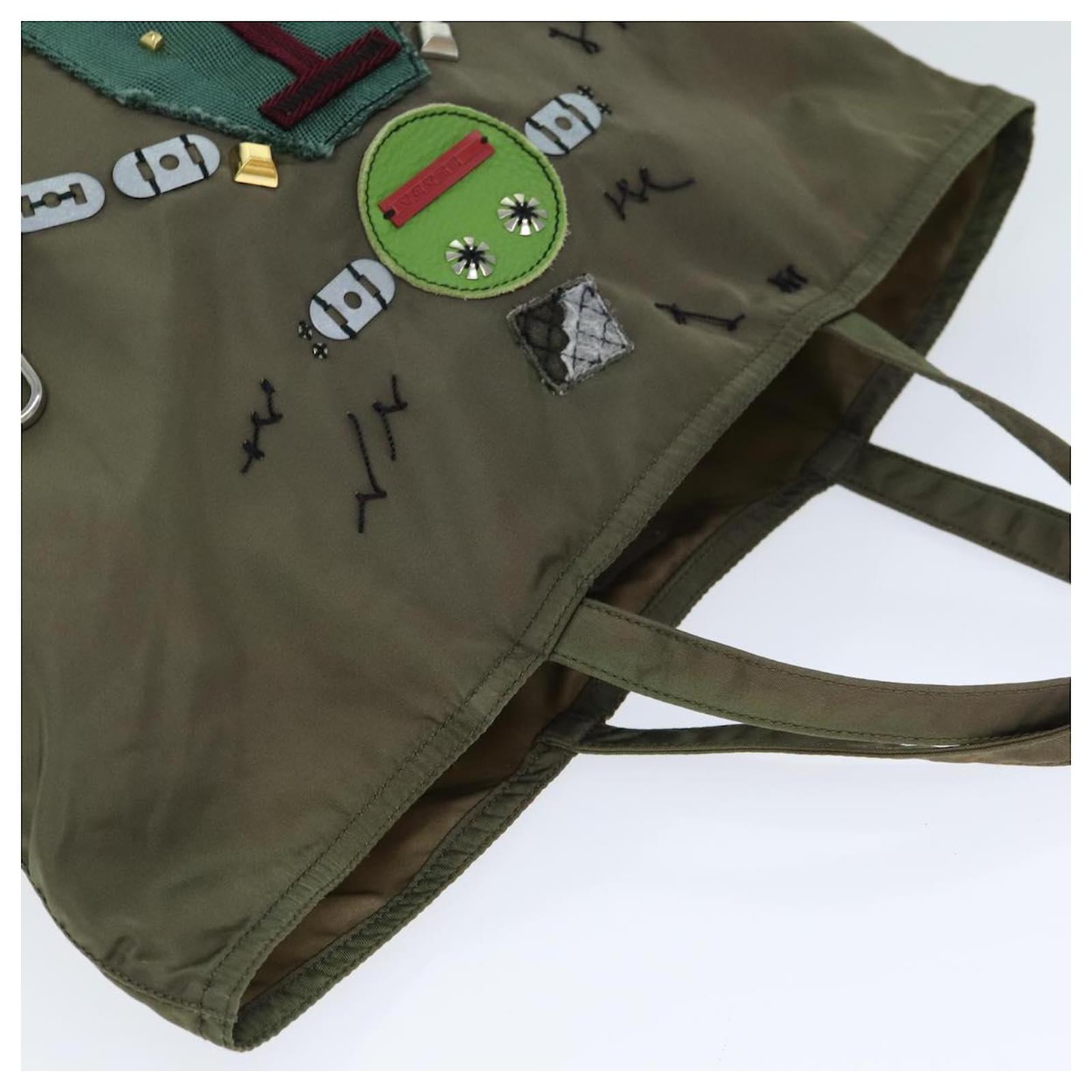バッグ 00s prada totebag nylon khaki robot y2k Prada Robot Tote Bag Nylon Khaki Green ref.1570283 - Joli Closet