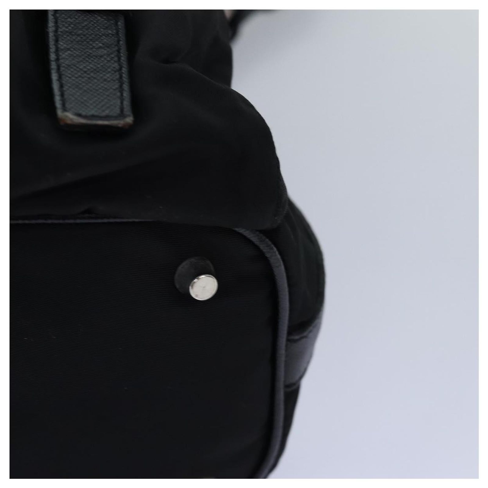 PRADA Backpack Nylon Black Silver Auth 85289 Authentic New Prada Black Nylon With Silver Hardware  main image 2