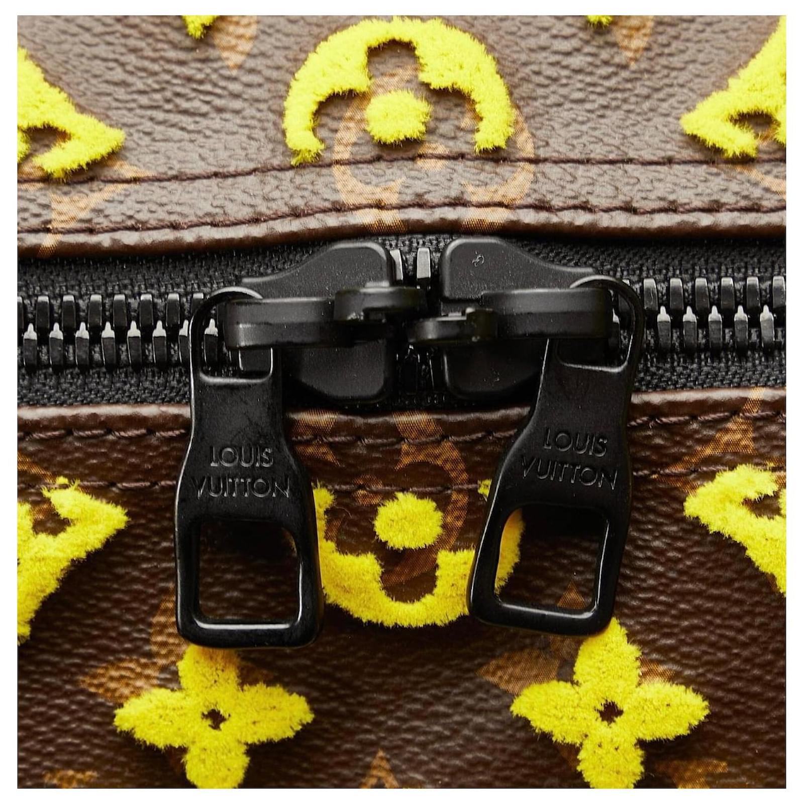 Keepall 50 Louis Vuitton travel bag yellow triangle Brown Cloth  ref.1571183