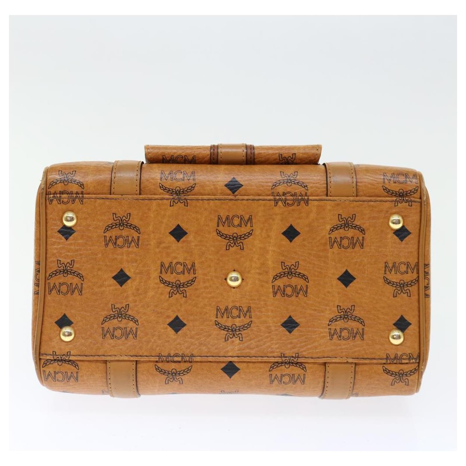 MCM Vicetos Logogram Hand Bag PVC Leather Brown Auth ar11728 ref