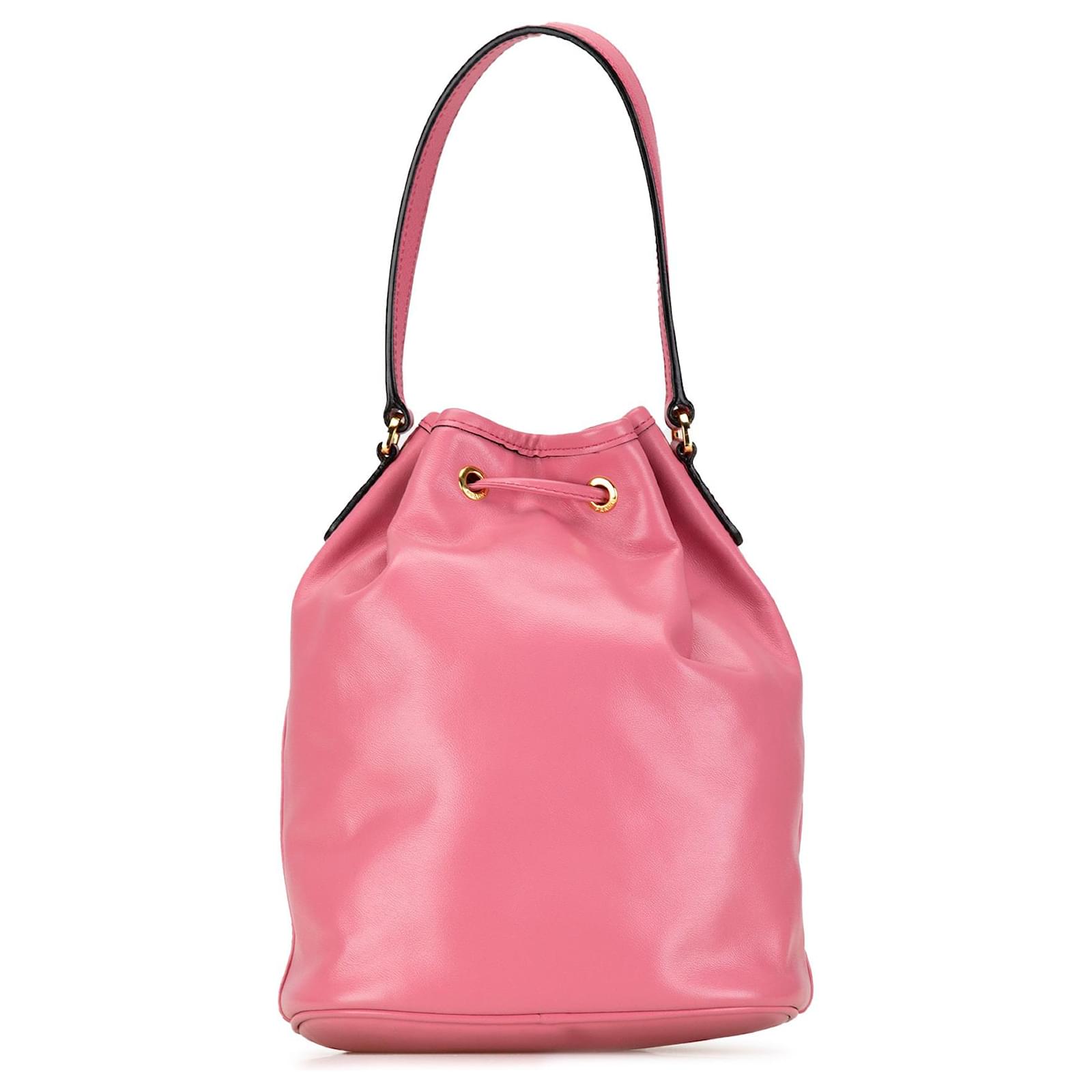 Pink Prada Mini Soft Calf Drawstring Bucket Bag Leather ref.1573133 Joli Closet