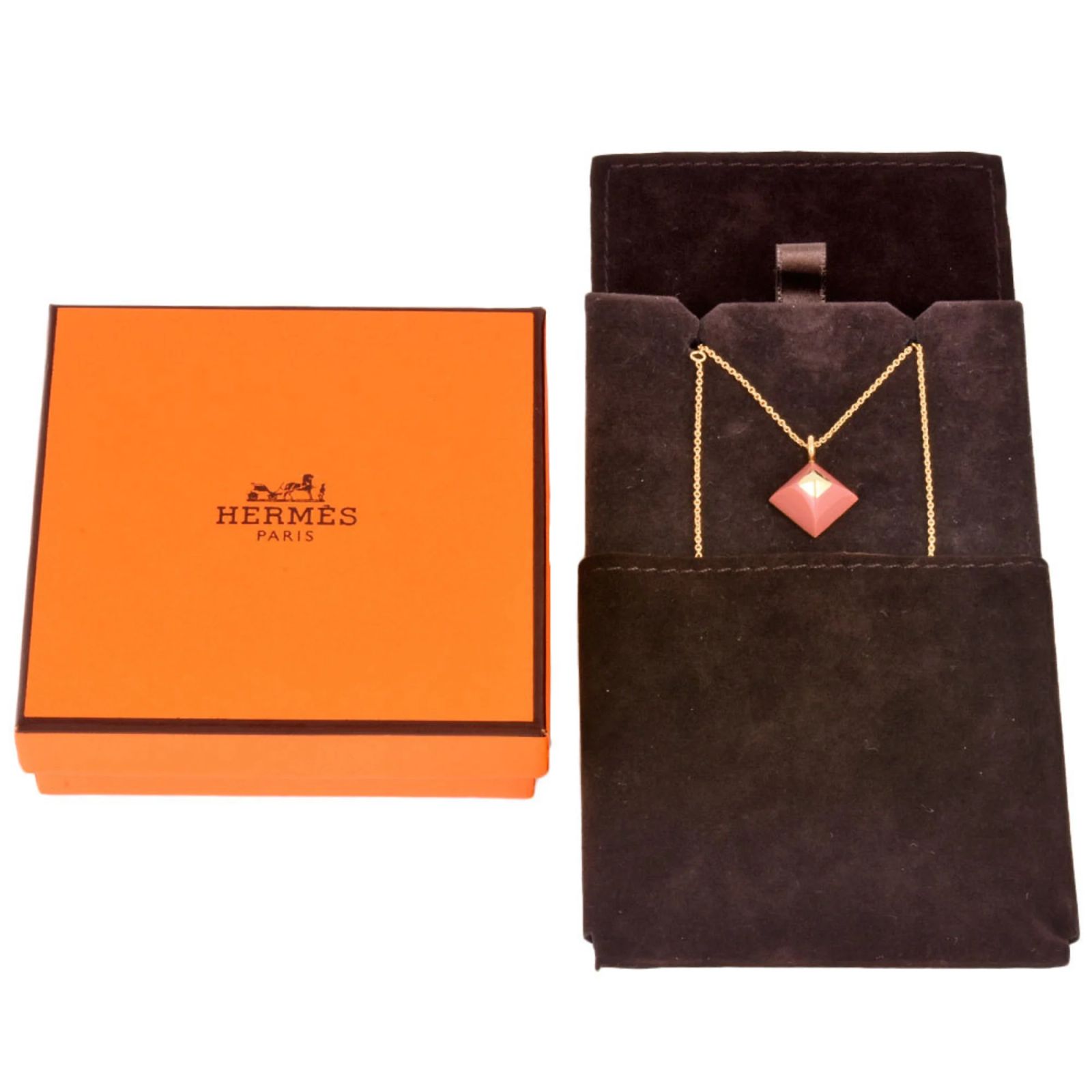 Hermès Hermes Medor Cupidon Necklace Pink Golden Gold-plated  display picture 1