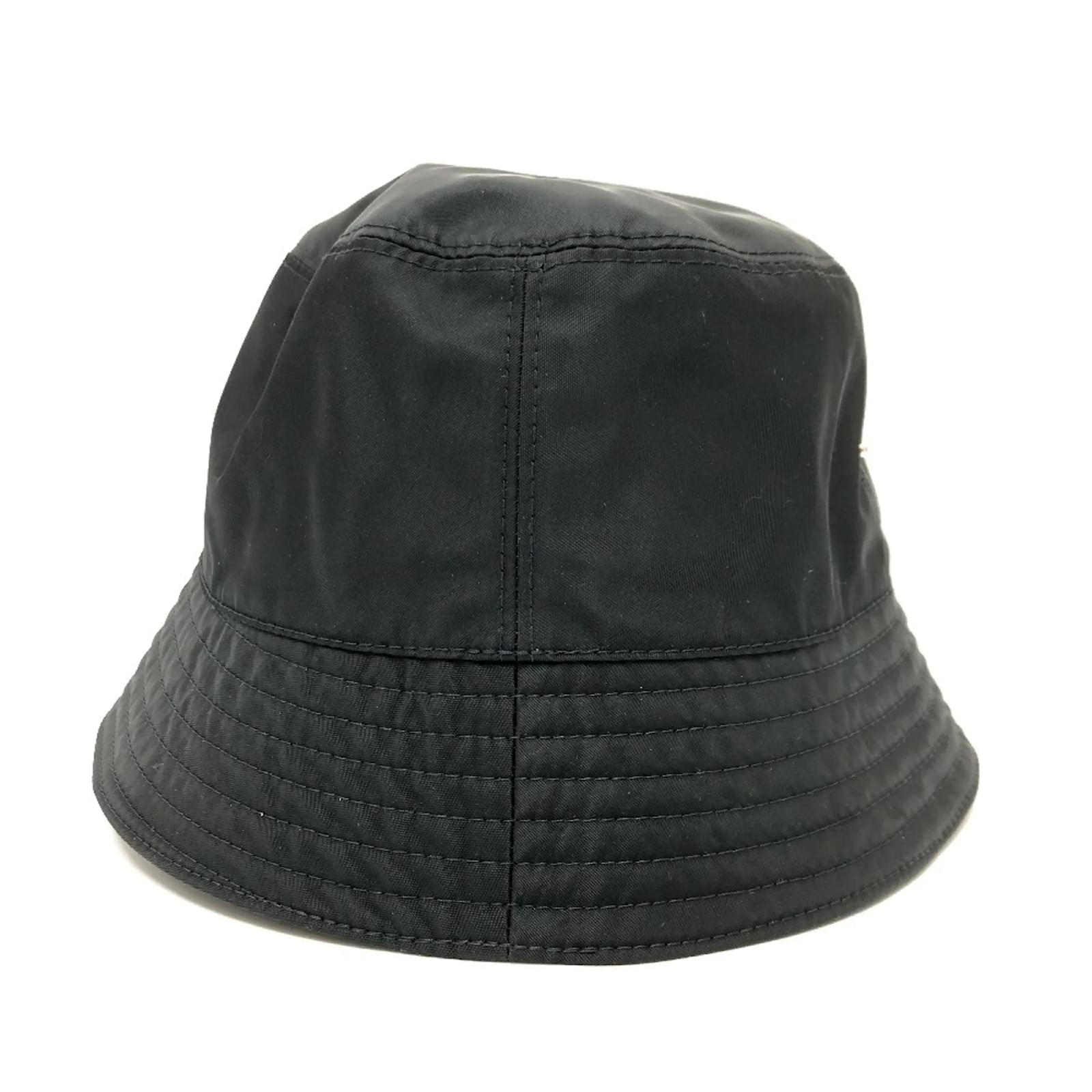 ★PRADA★ Triangle Logo Padded Nylon Bucket Hat Black 2HC248 PRADA 2HC248 2DV4 RE-NYLON Triangle logo nylon bucket hat L