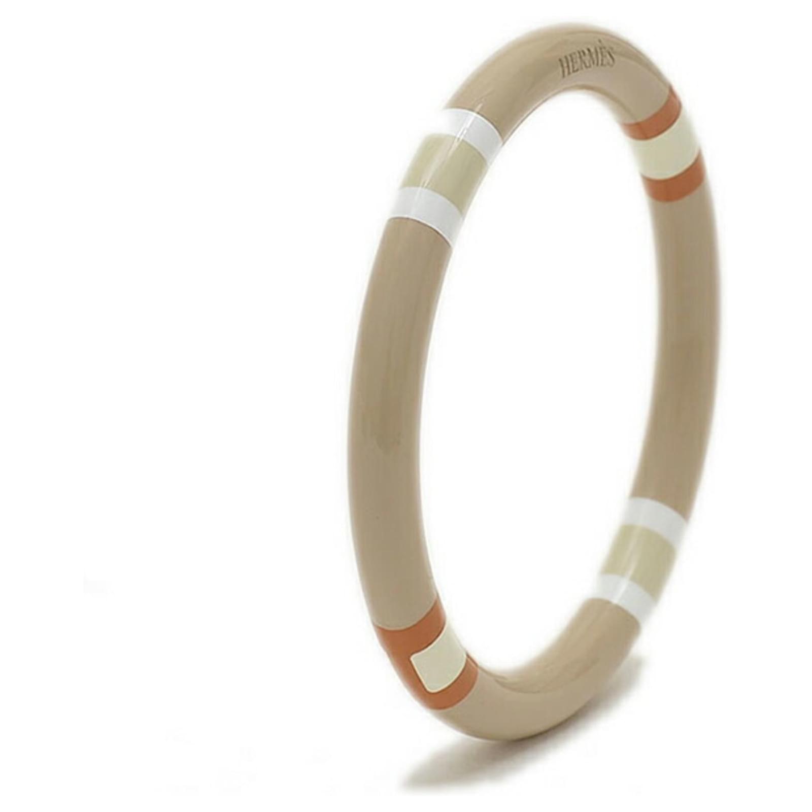 Hermès Armband Bangle Hermes H Equipe PM Beige Holz Lack ref 