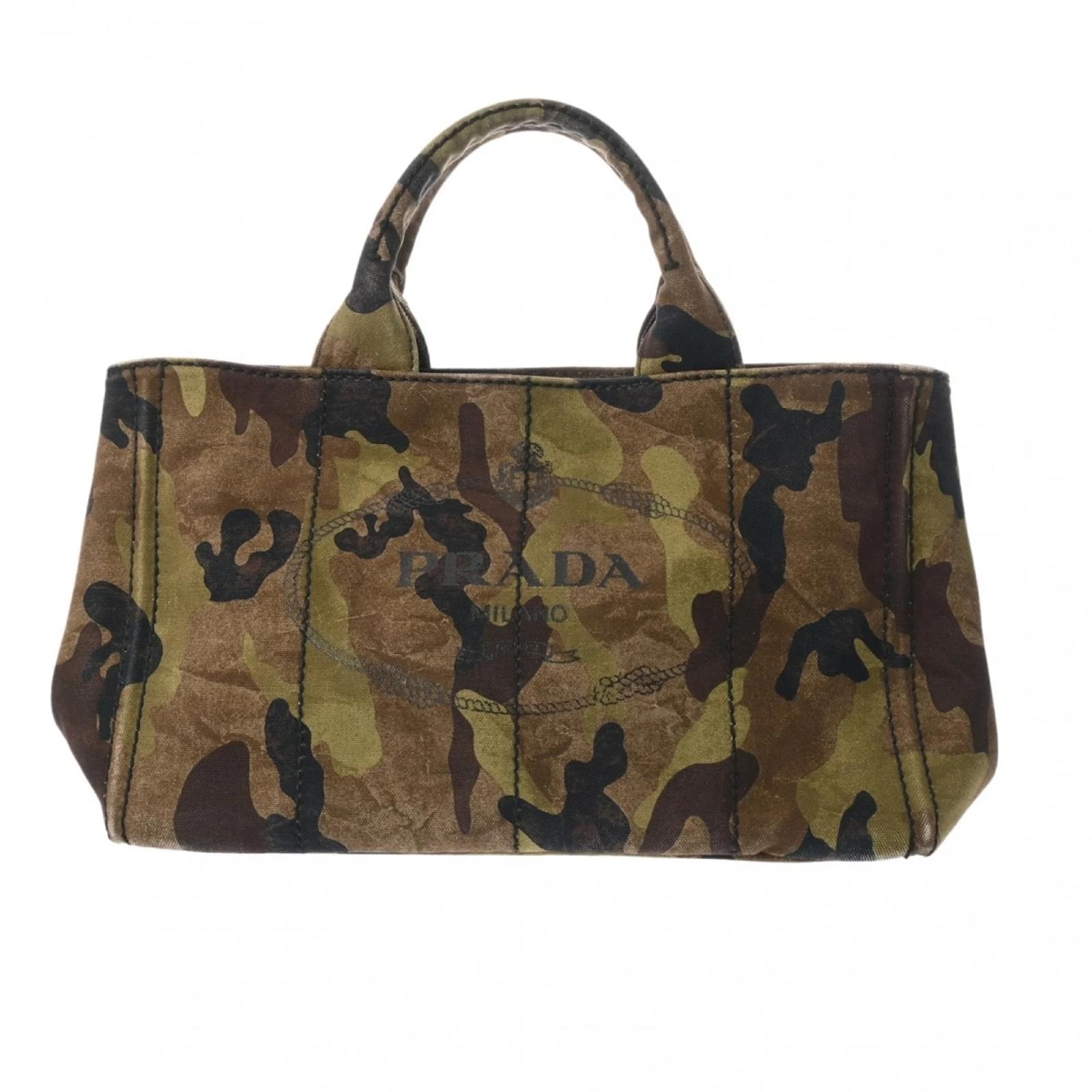バッグ PRADA Camouflage Canapa 2way hand bag Prada Canapa Tote Camouflage Women's Canvas Bag Cloth ref