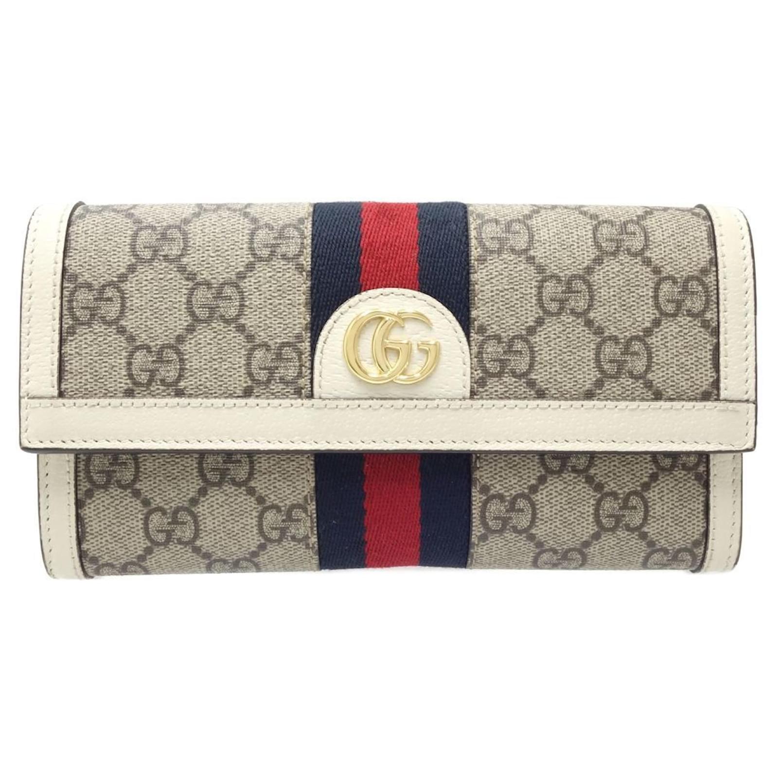 Gucci Long Wallet 523153 GG Continental Ophidia White Beige